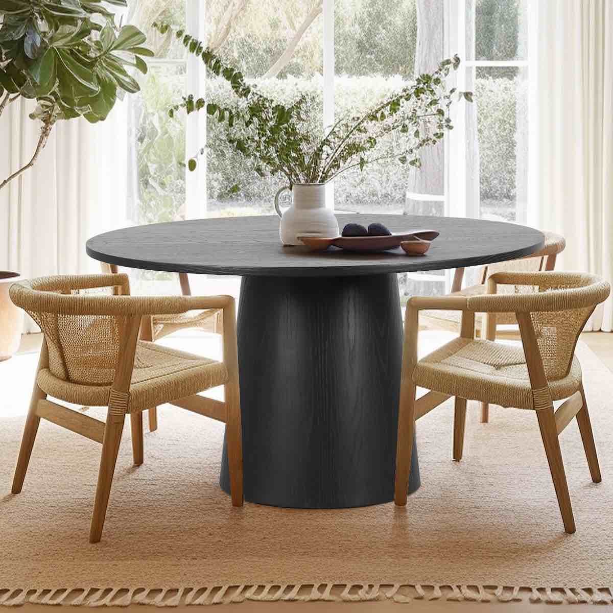 Adelyn 52" Solid Oak Round Pedestal Dining Table