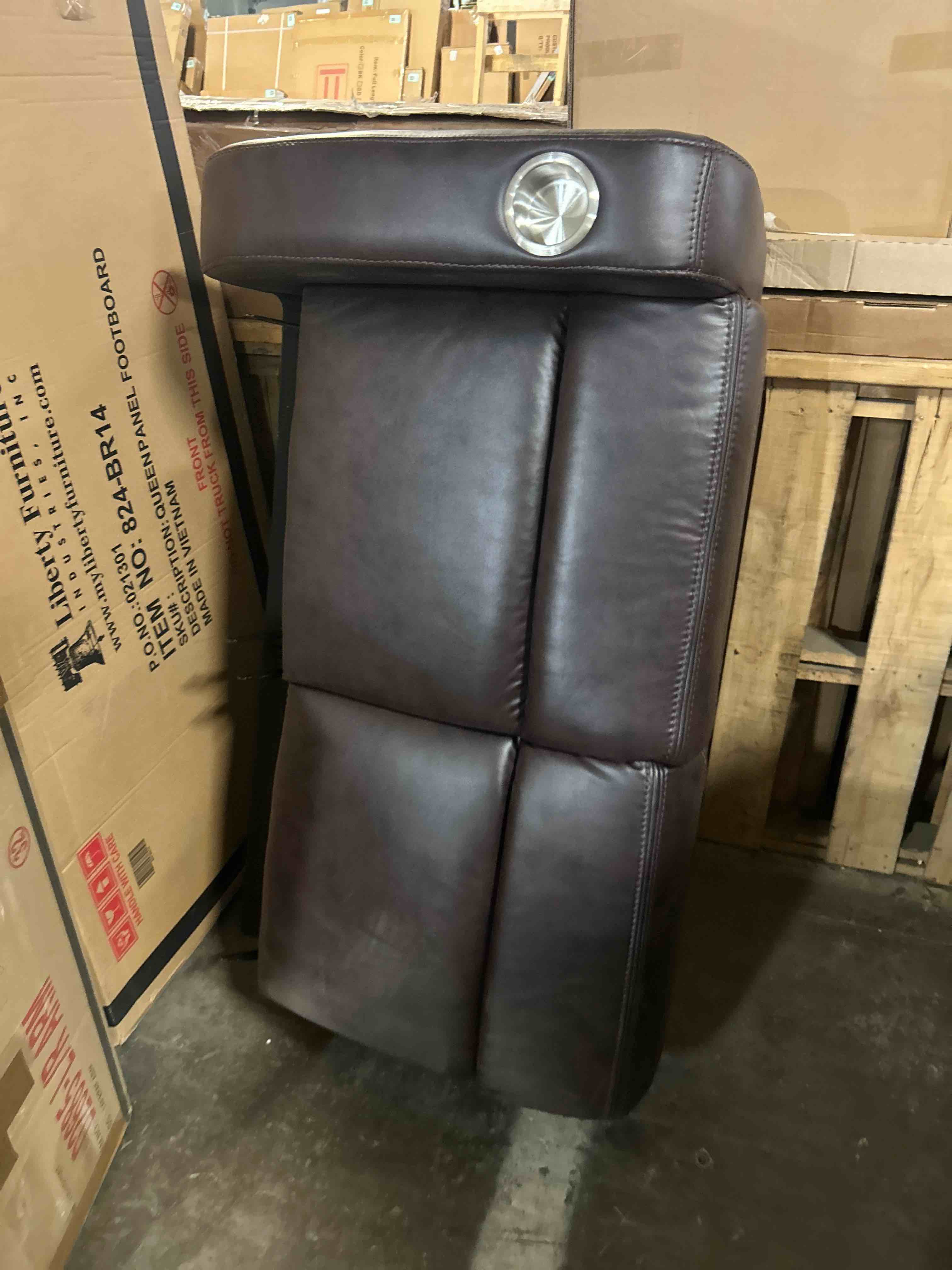 Condition photo showing As Is for Watson & Whitely Genuine Leather Power Loveseat Recliner Sofa, 2 Seat Wall Hugger Reclining Sofa with Power Headrest & Charging Ports, Dual Recliner Sofas for Living Room, RV, Dark Brown(Similar couch incomplete)