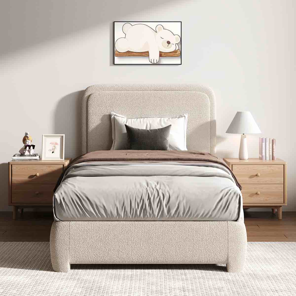 Bensu Boucle Upholstered Platform Bed(Headboard and footboard only)