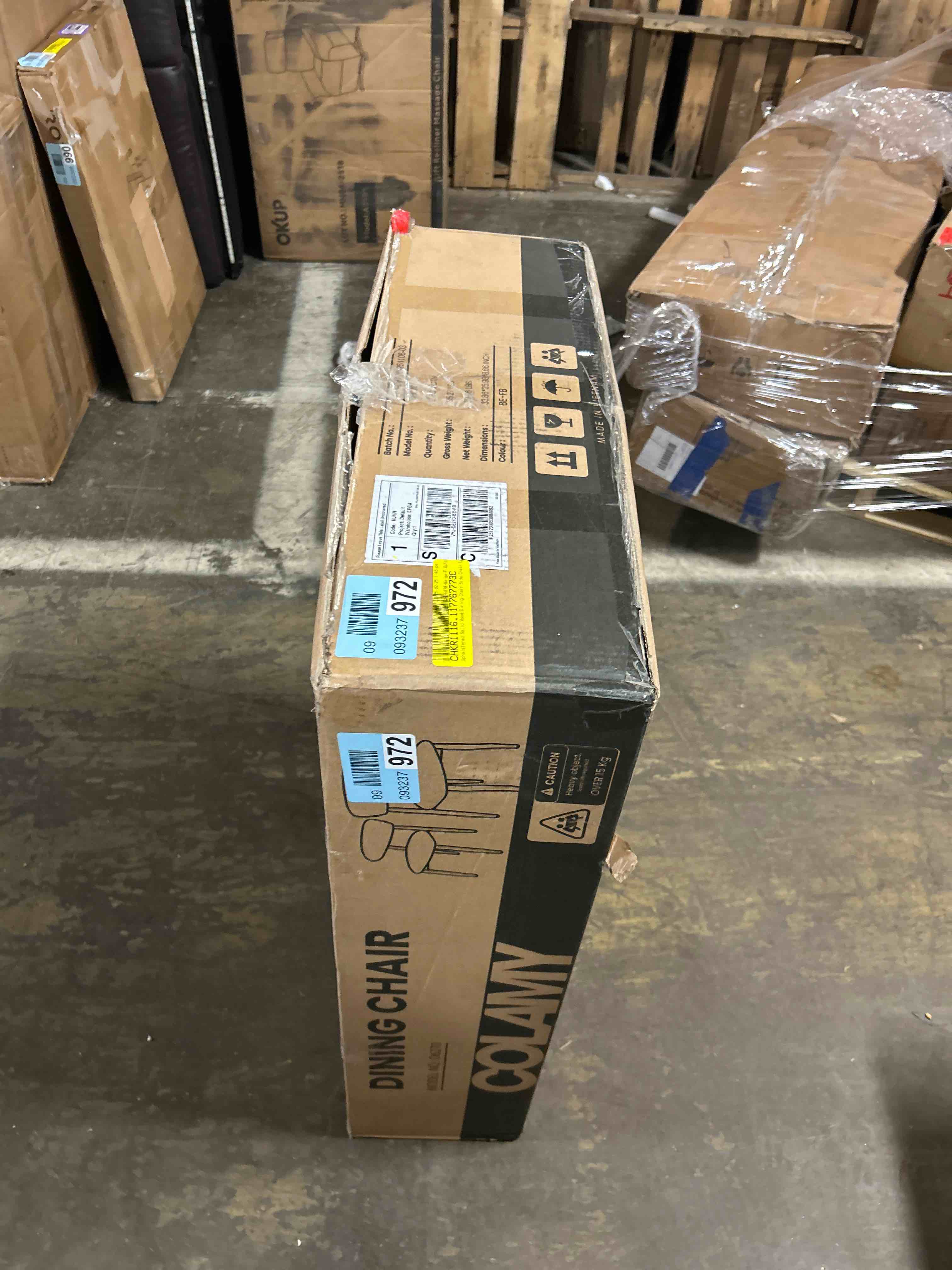 Condition photo showing As Is for COLAMY Wooden Dining Chairs Set of 4, Modern Fabric Upholstered Kitchen Side Chairs, Farmhouse Dining Room Chair with Foot Pegs, Beige Beige Set of 4 Wooden Dining Chairs(2 chairs only)