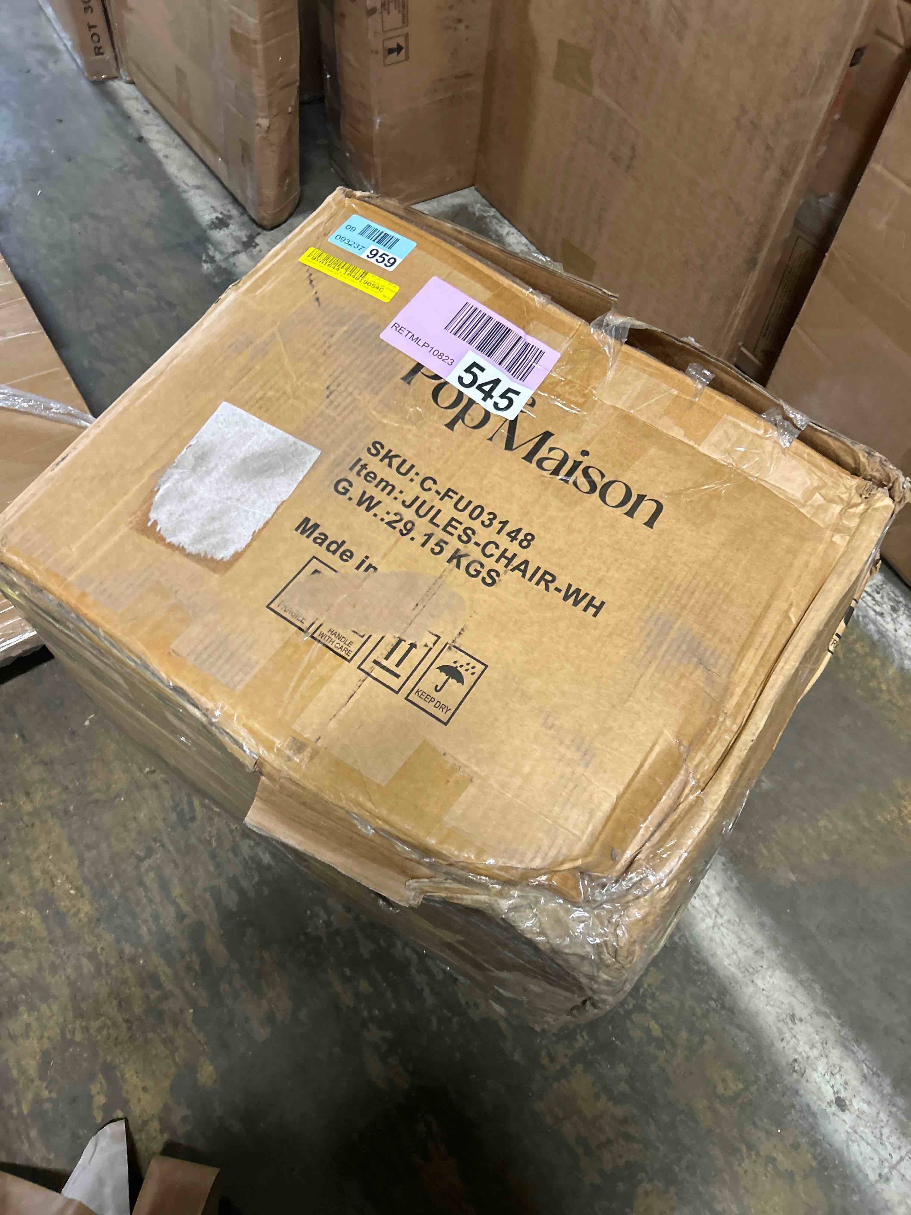 Condition photo showing Good Condition for Upholstered Seat Dining Chair With Rattan Back(Set Of 2)(Box was open)