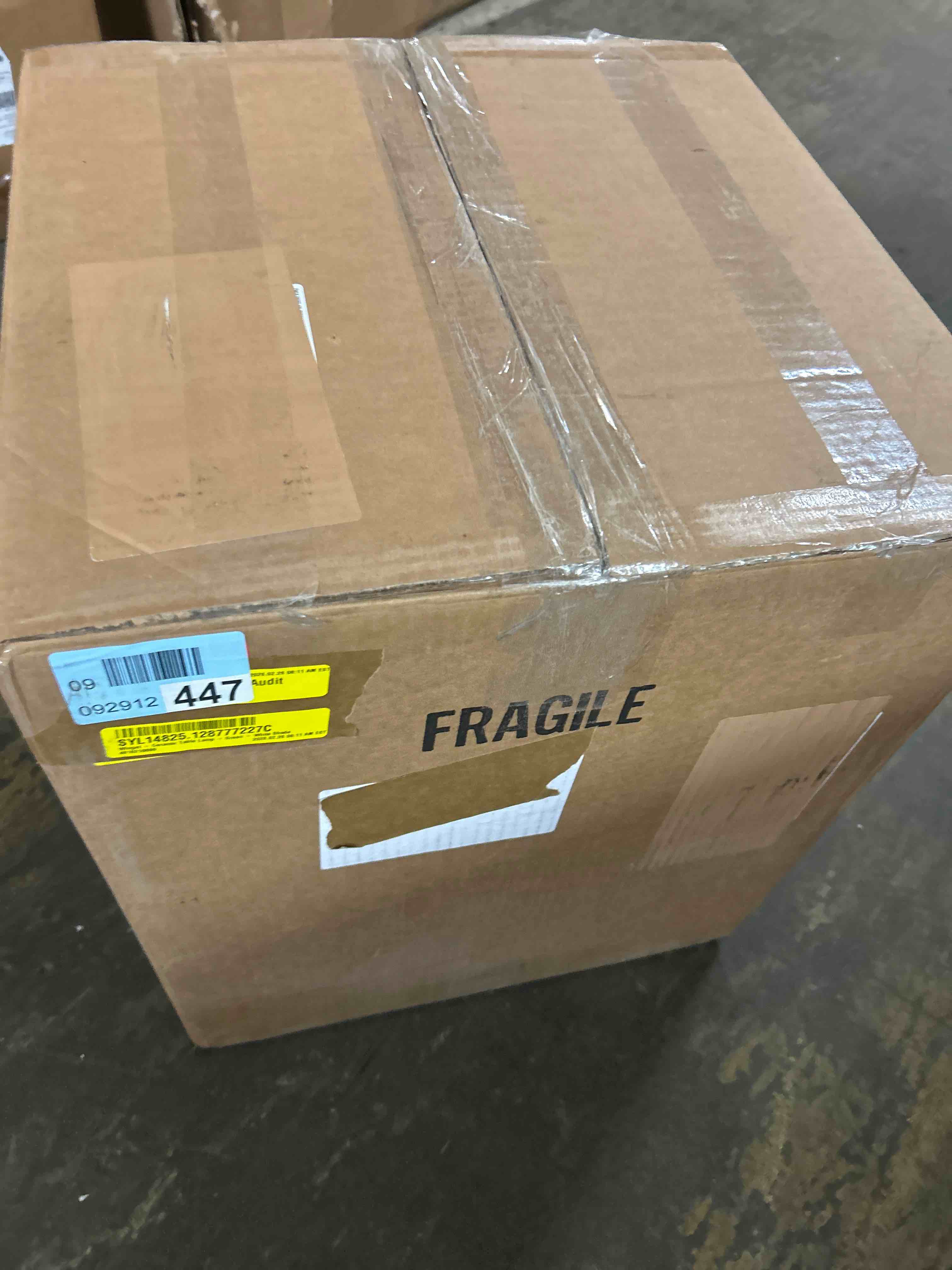 Condition photo showing Good Condition for Winget  Ceramic Table Lamp  Green  White Shade