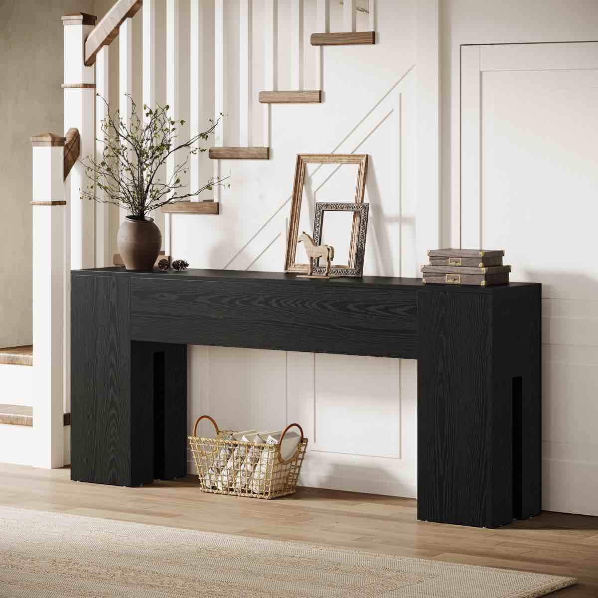 71" Farmhouse Console Table For Entryway, Long Sofa Table Behind Couch