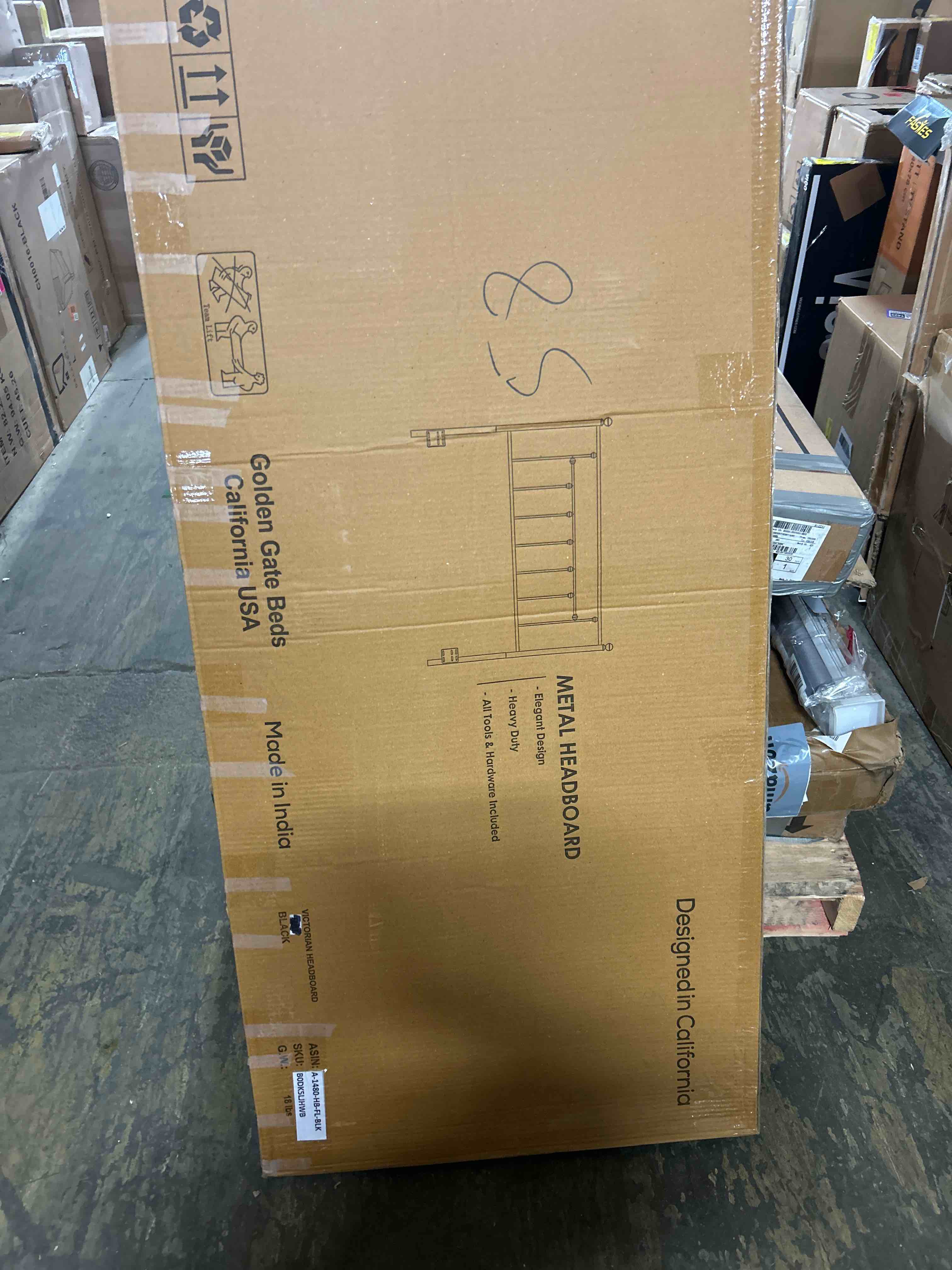 Condition photo showing New/Like New for Headboard Full Size, Metal Headboards with Universal Adapters, Adjustable Height, Modern Head Board Full Size Only for Bedroom, Black