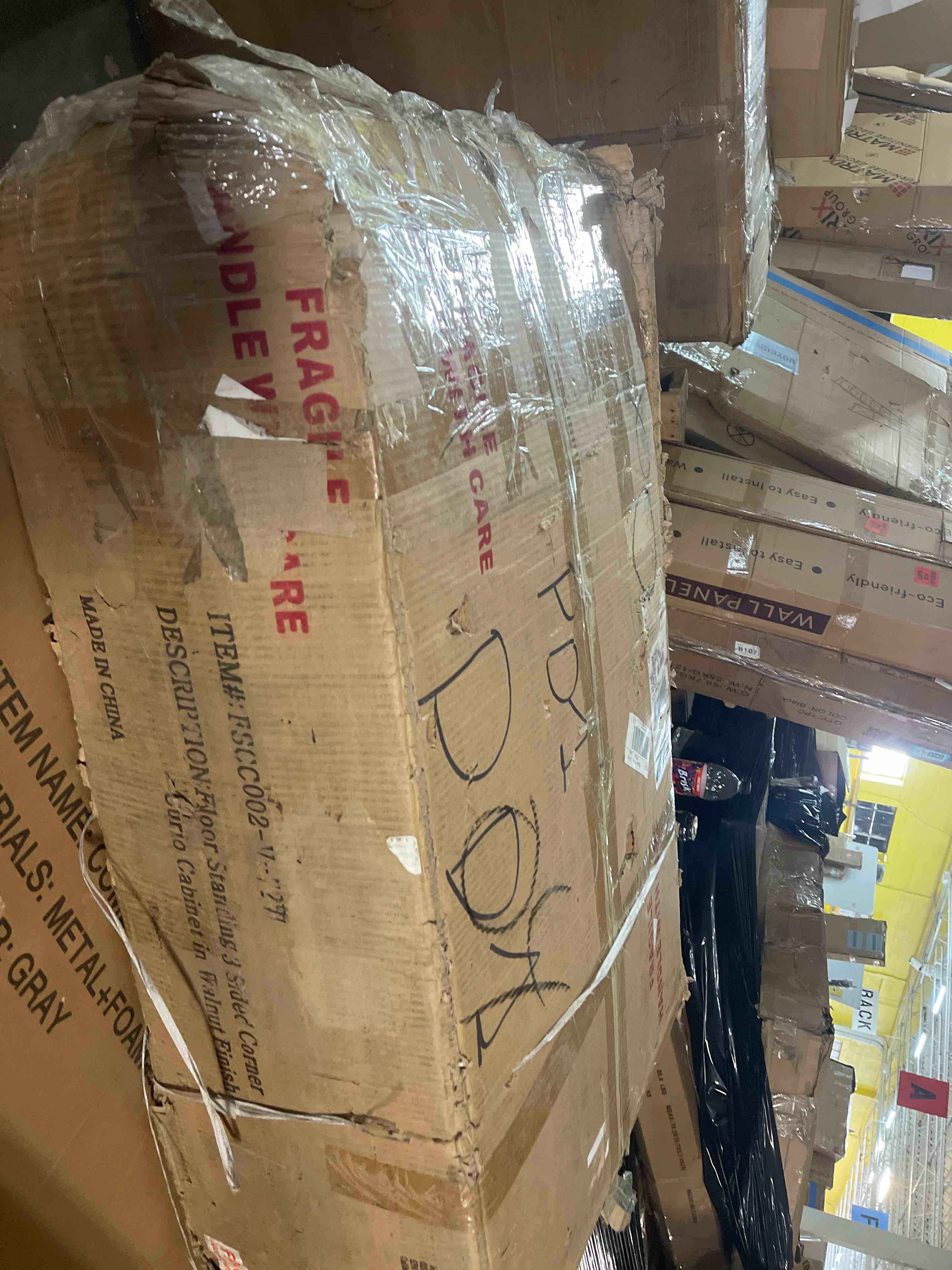 Condition photo showing New/Like New for Schmidt Wood/Glass Lighted Corner Curio Cabinet 72" H