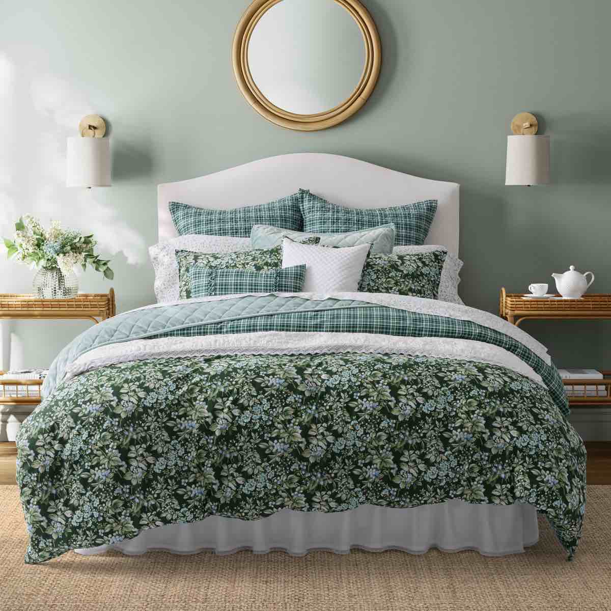 laura ashley bramble floral cotton reversible comforter bonus set
