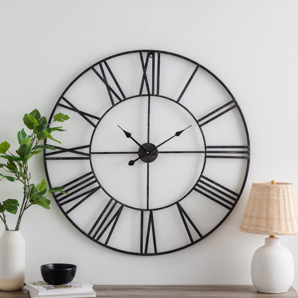 solange round metal farmhouse wall clock