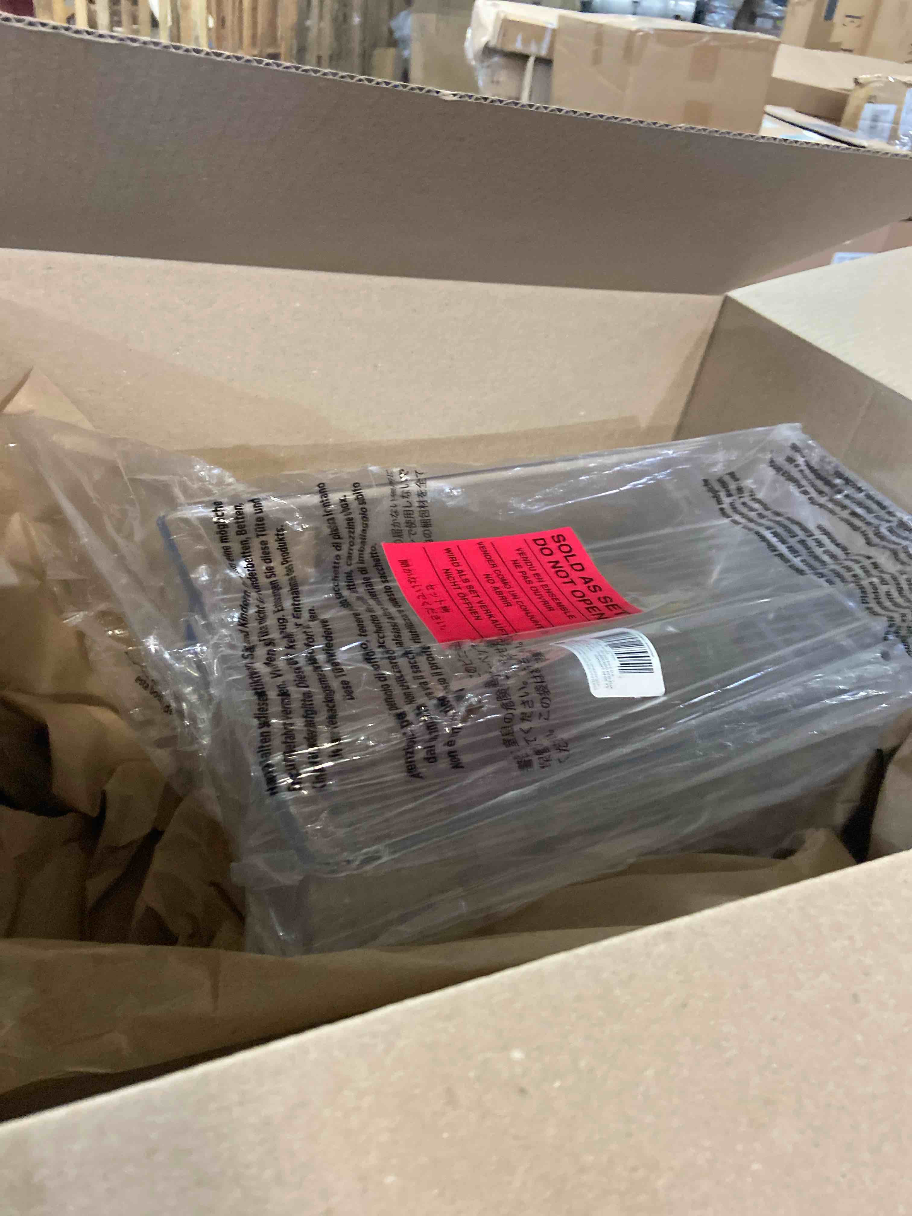 Condition photo showing New/Like New for iDesign Stackable Plastic Pantry Bins with Handles - Storage Bins for Organizing Kitchen - Set of 2 - Clear