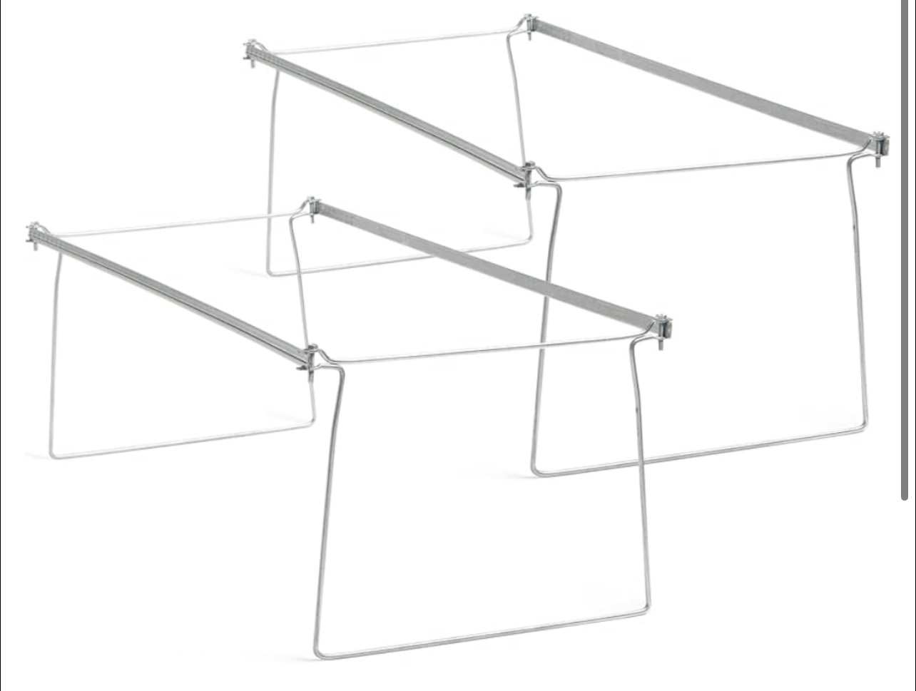 smead steel hanging file folder frame, letter size, gray, adjustable length 23" to 27", 2 per pack (64872)
