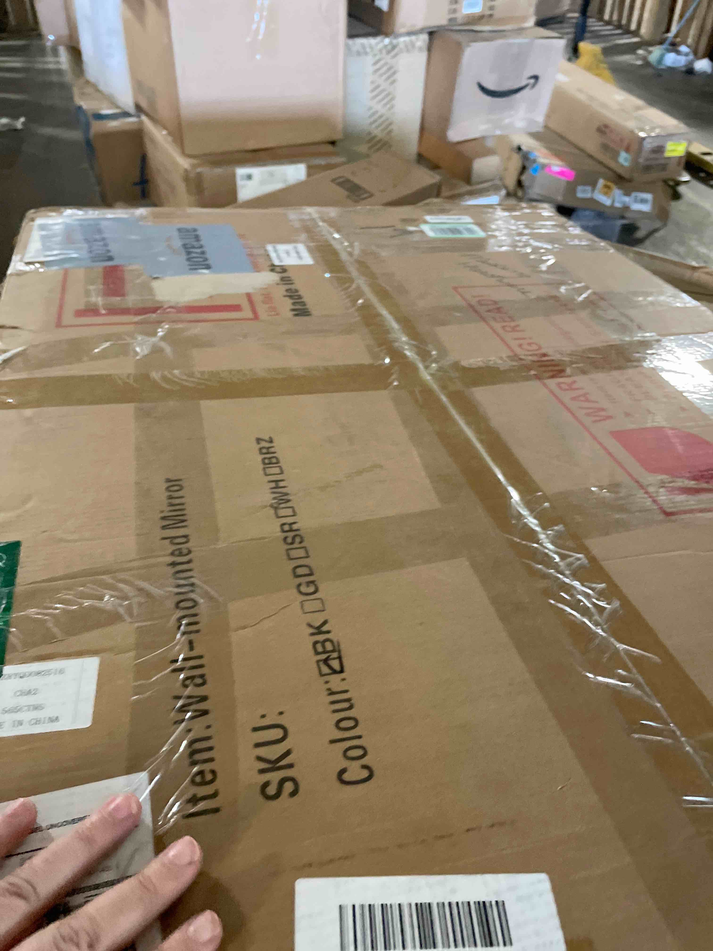 Condition photo showing Good Condition for ANDY STAR Black Bathroom Mirrors for Wall, 22X30 Inch Rounded Rectangle Mirror, Matte Black Bathroom Vanity Mirror, Tube Metal Framed Wall-Mounted Mirror Horizontally or Vertically Matte Black 30"L x 22"W