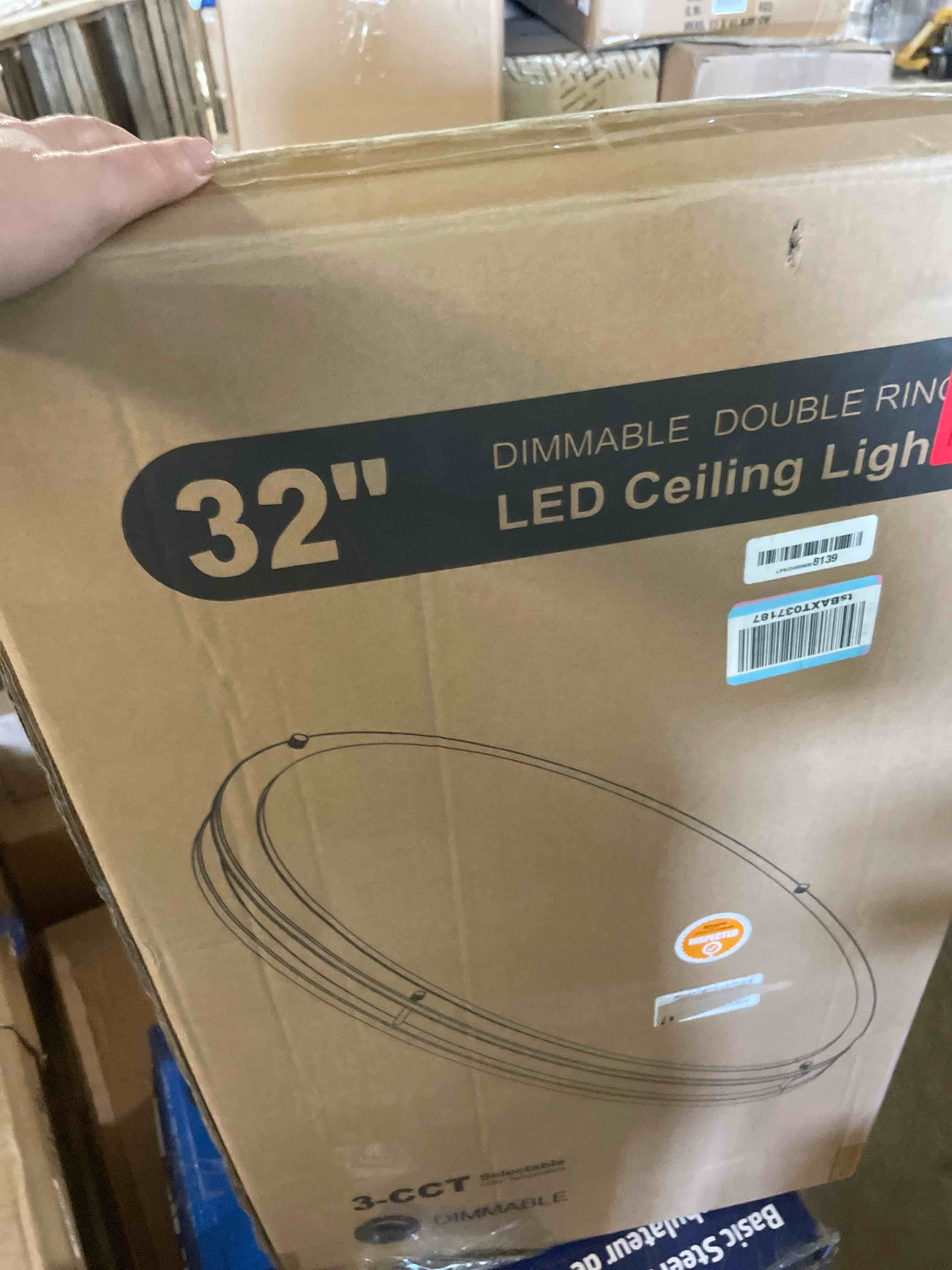 Condition photo showing New/Like New for DAKASON 32In Oval LED Flush Mount Light for Kitchen/Living Room, 50W Large LED Ceiling Light Fixture, 3500K/4000K/5000K Adjustable, Dimmable for Dining Room/Bedroom Brushed Nickel - 1Pack
