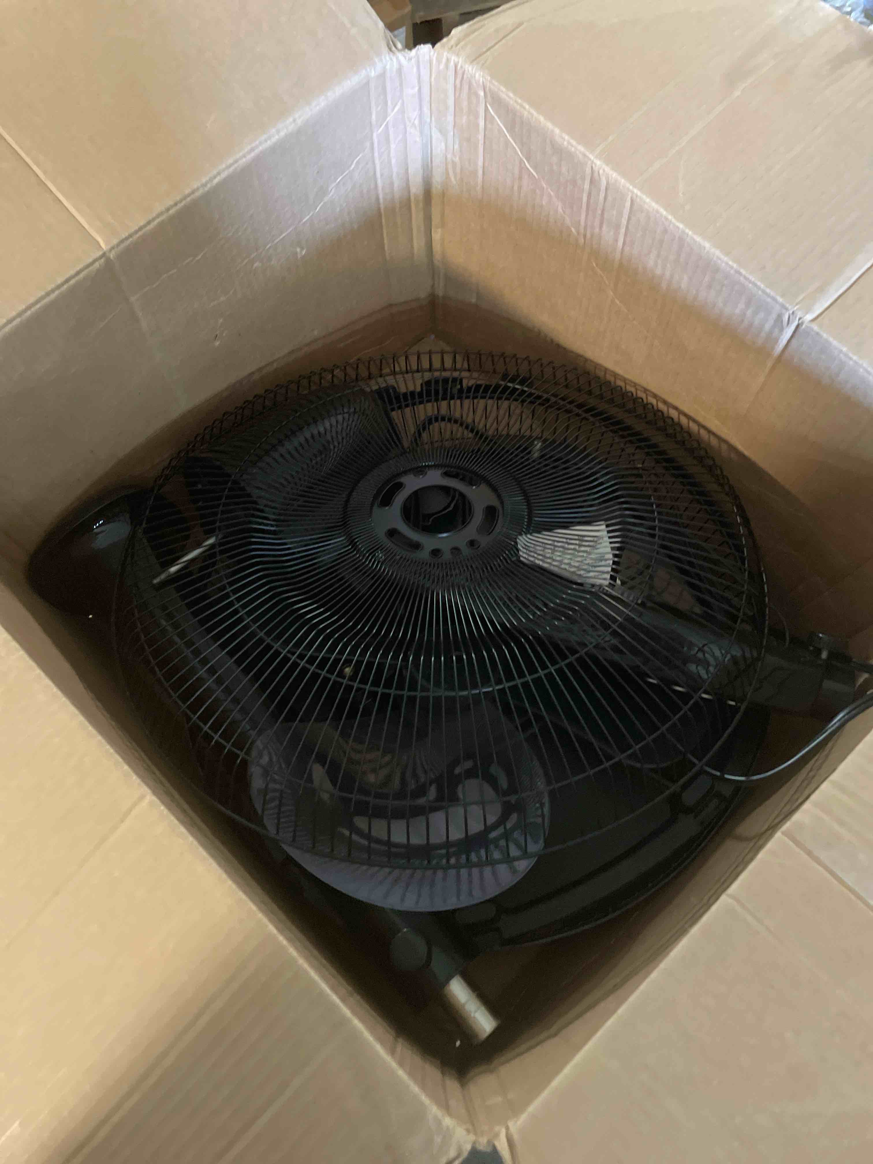 Condition photo showing As Is for Vie Air 18 Inch Industrial Heavy Duty Pedestal Oscillating Metal Stand Fan, Black 18 Inch Pedestal