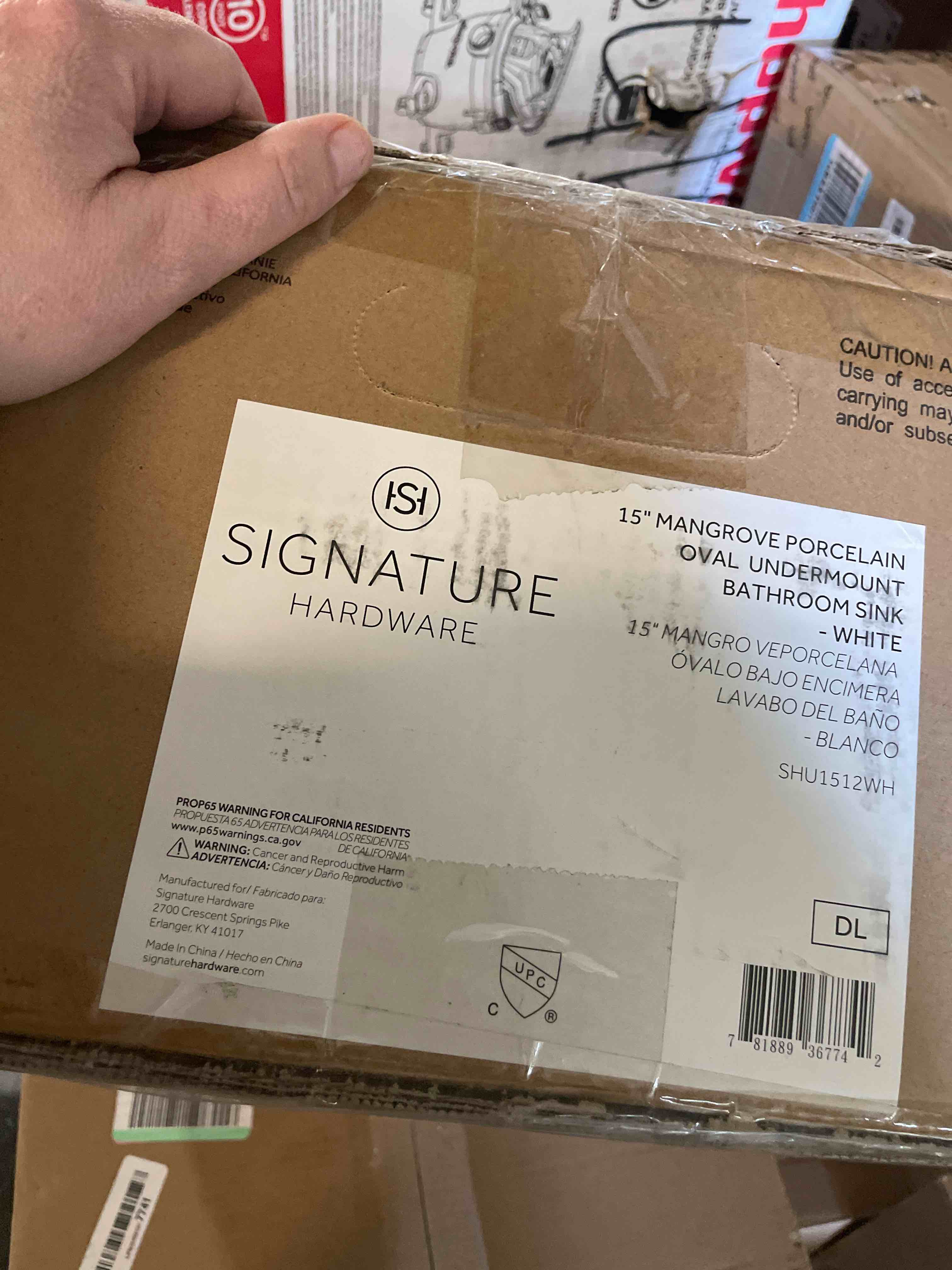 Condition photo showing New/Like New for Signature Hardware 447968 Mangrove 17" Vitreous China Undermount Bathroom Sink