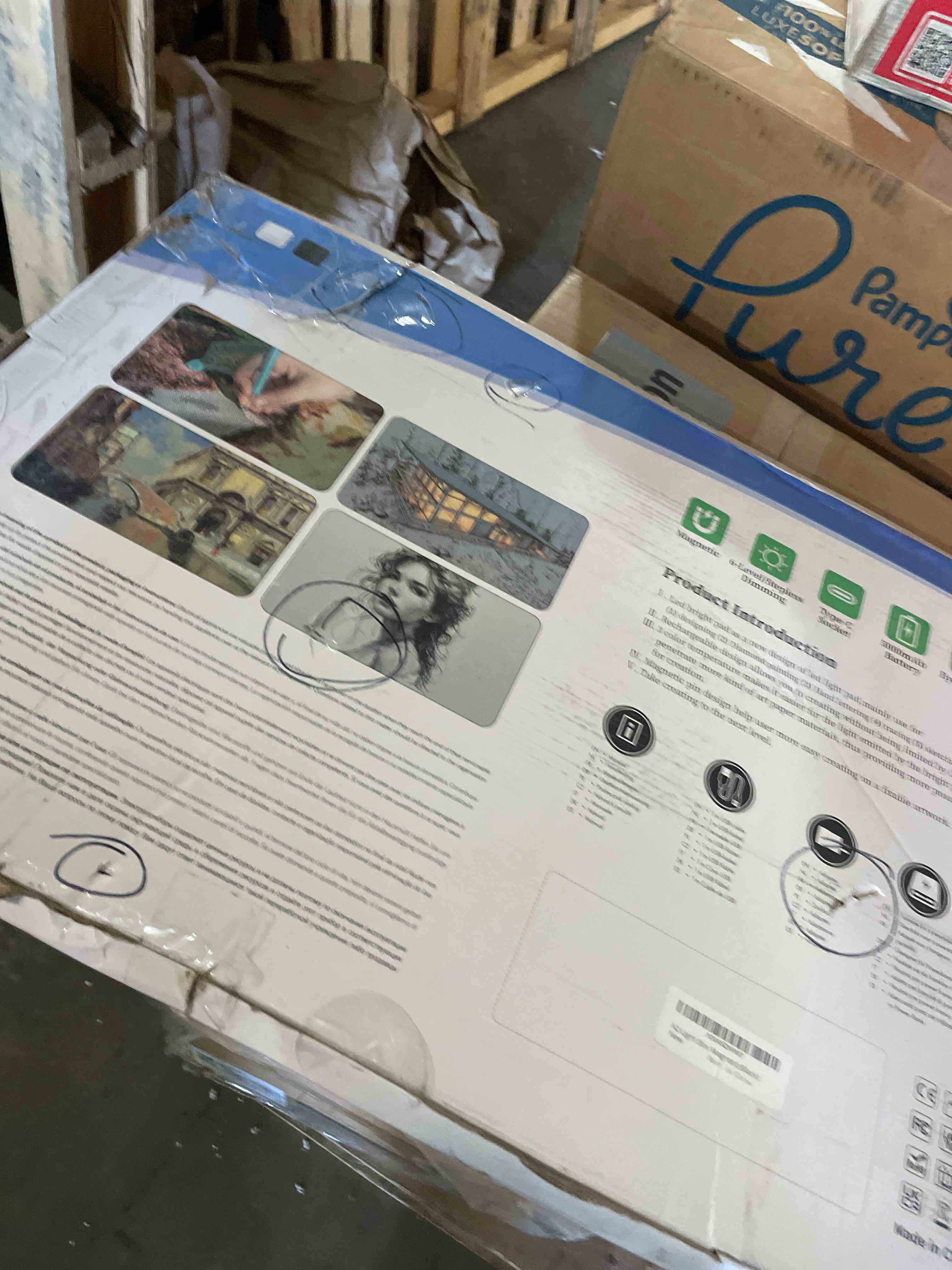 Condition photo showing As Is for Zocelight Rechargeable A2 Light Pad 25.2" x 18.4",Magnetic Light Board for Diamond Painting,Physical Buttons,US Adapter,3 Colors,Stepless Dimming Light Box for Tracing, Light Table Sketching,Drawing