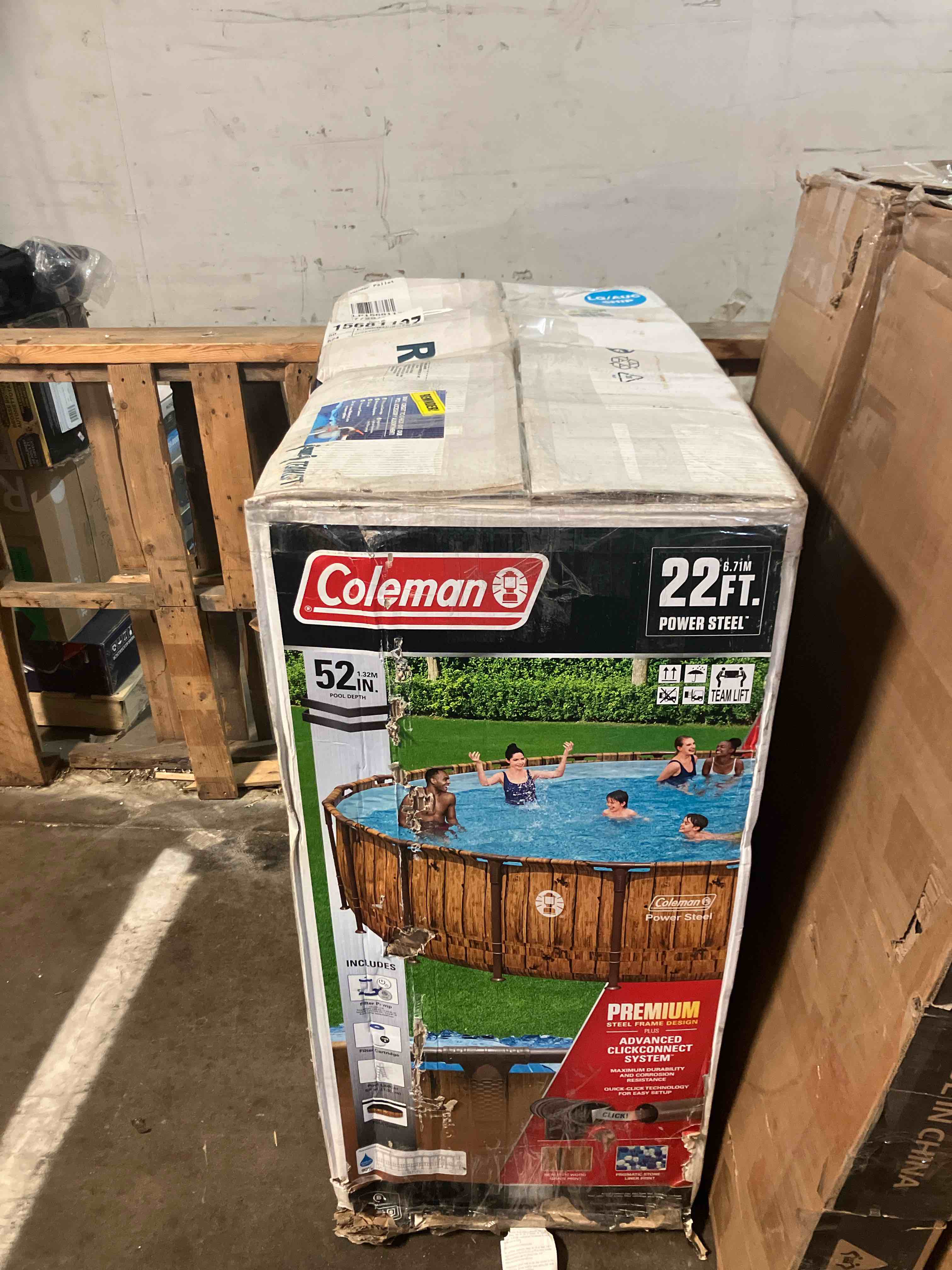 Condition photo showing New/Like New for Coleman Power Steel 22  x 52  Round Metal Frame Above Ground Pool Set