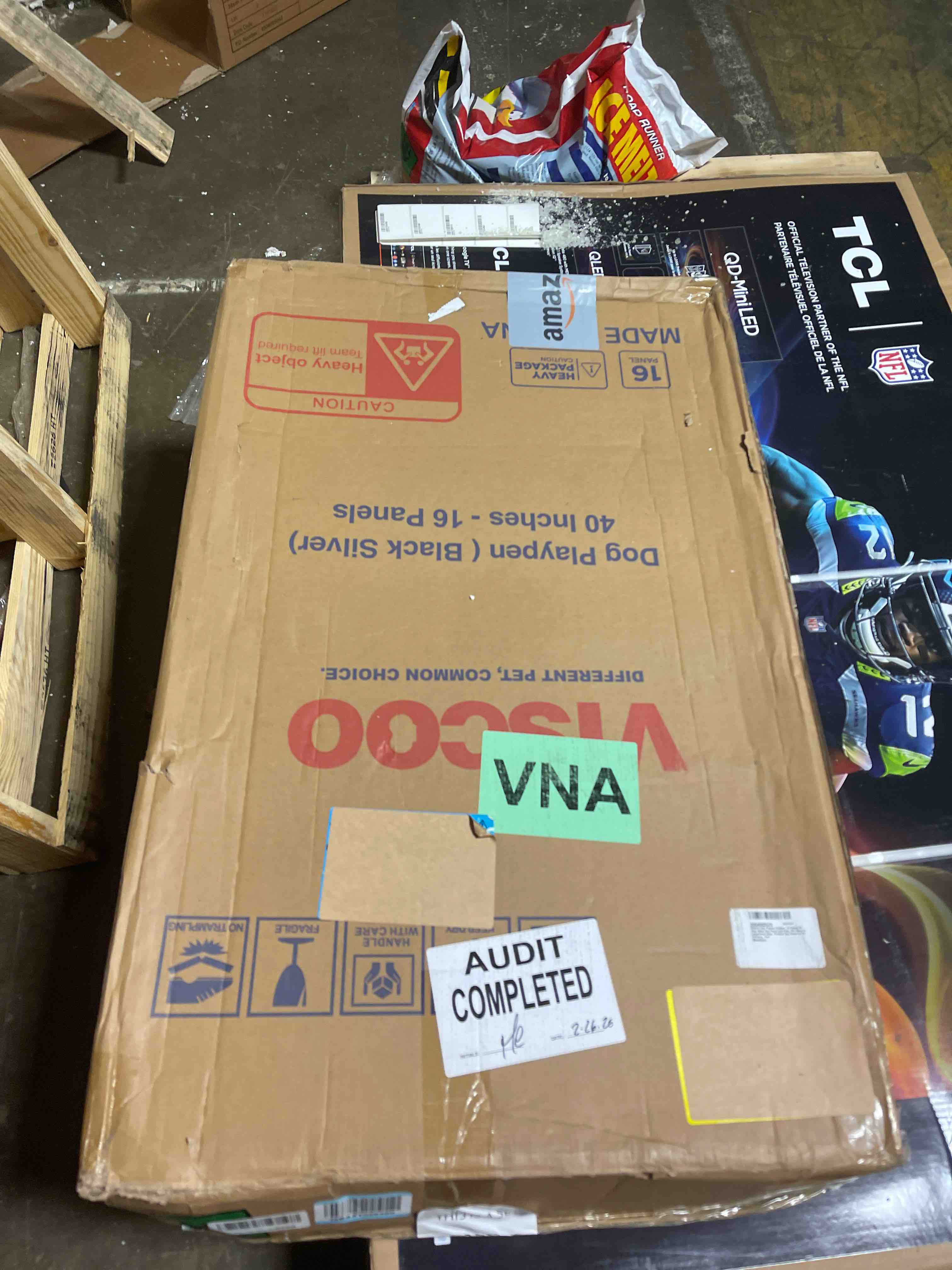 Condition photo showing New/Like New for Dog Playpen Outdoor Extra Wide 16 Panels Heavy Duty Dog Fence 40" Height Anti-Rust with Doors Portable for RV Camping Yard, Total 36FT, 103 Sq.ft, Snowy Black