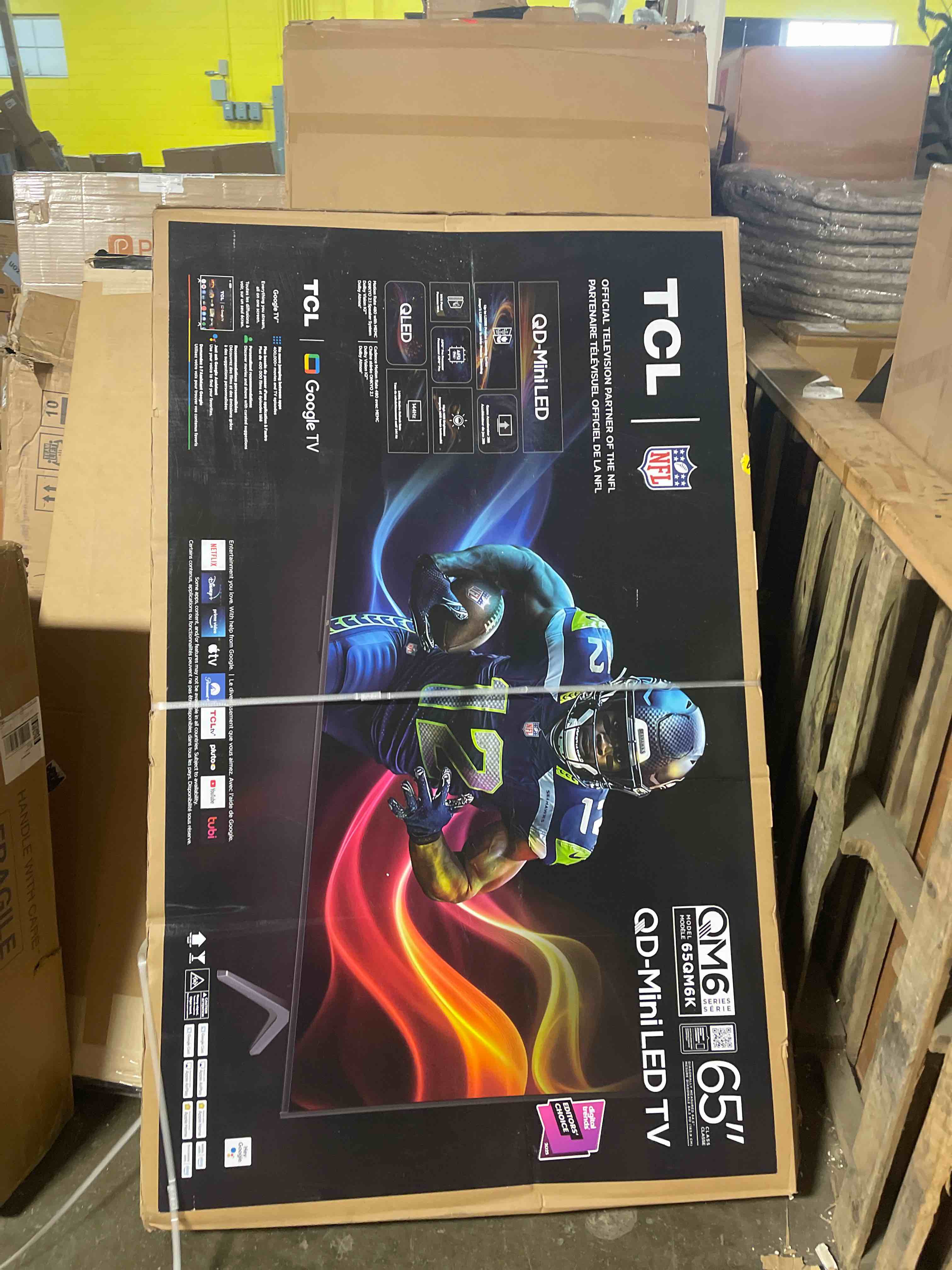 Condition photo showing As Is for TCL 65 Inch Class T7 Series | 4K QLED HDR | 65T7, 2025 Model | 120HZ-144HZ High Brightness Smart Google TV Dolby Atmos Audio | Voice Remote Alexa Gaming Streaming Television