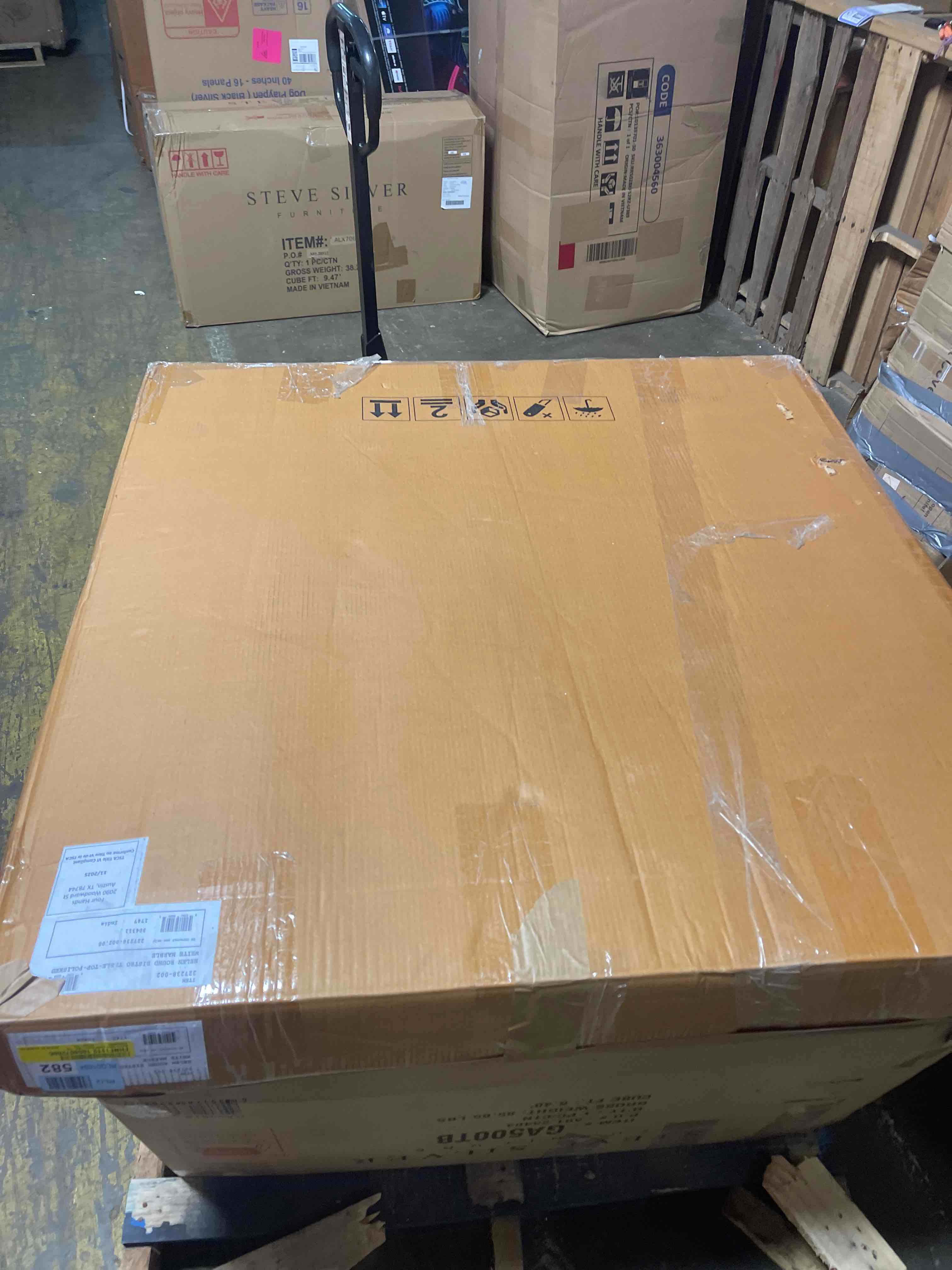 Condition photo showing As Is for Four Hands Marlow Helen Round Bistro Table Polished White