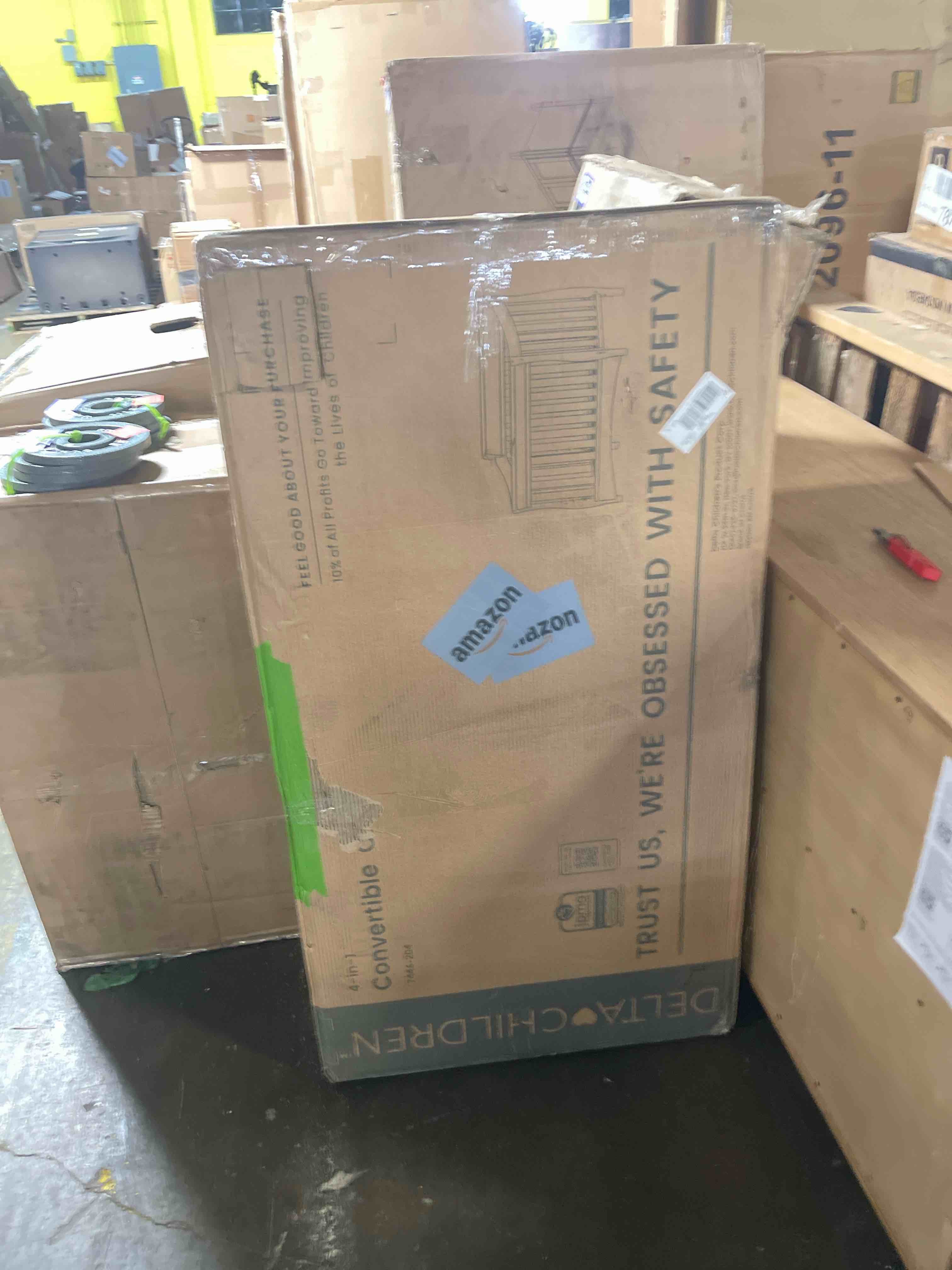 Condition photo showing New/Like New for Delta Children Essex 4-in-1 Convertible Baby Crib, Bianca White with Natural Legs Crib Bianca White