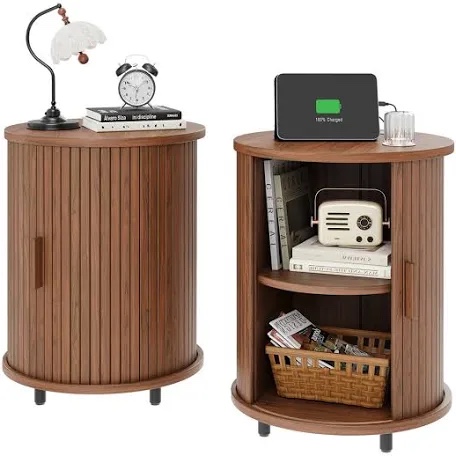 2-Pack End Table with Charging Station (Set of 2)