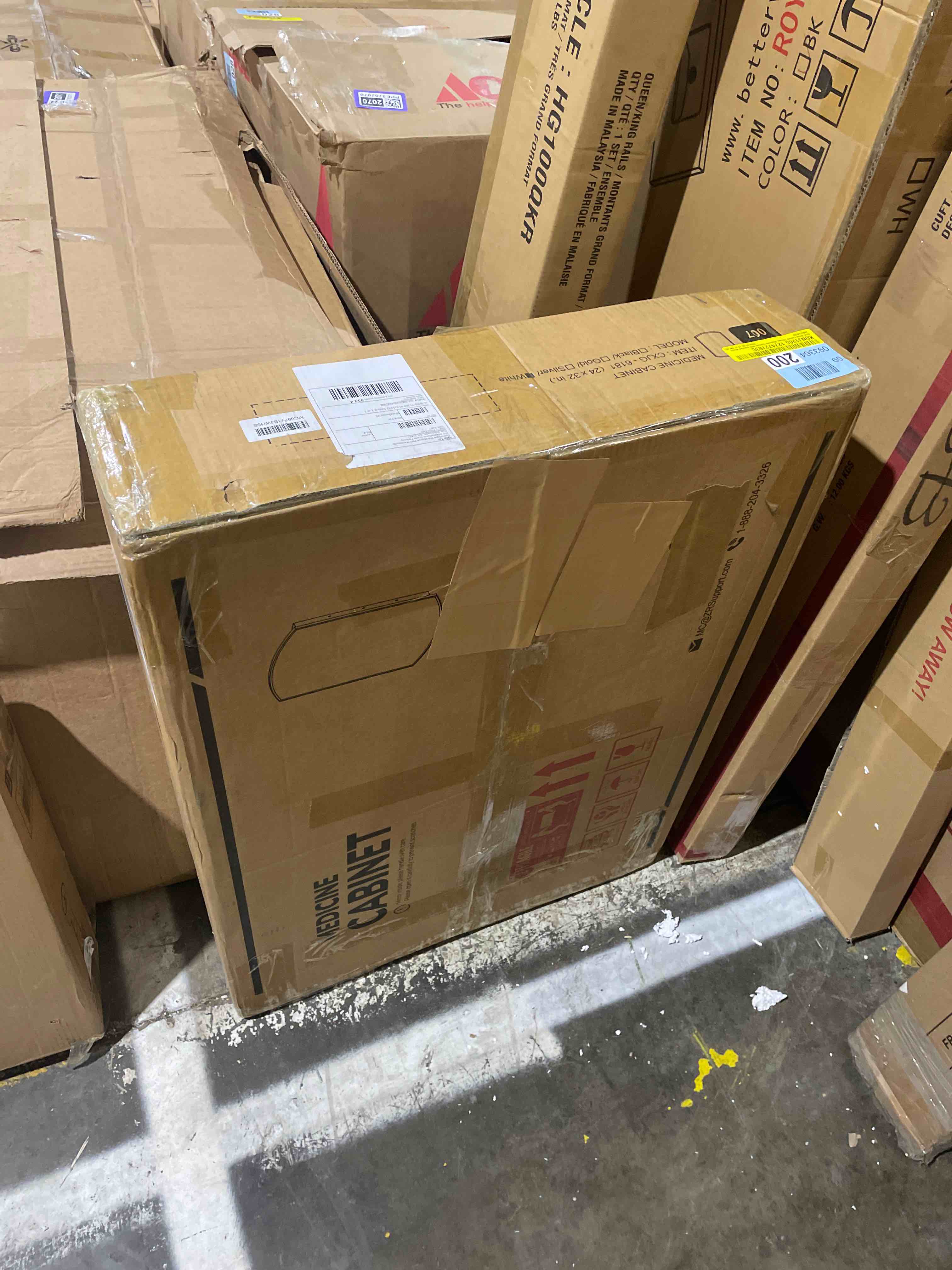 Condition photo showing New/Like New for Arch Metal Framed Storage Medicine Cabinet With Beveled Mirror 