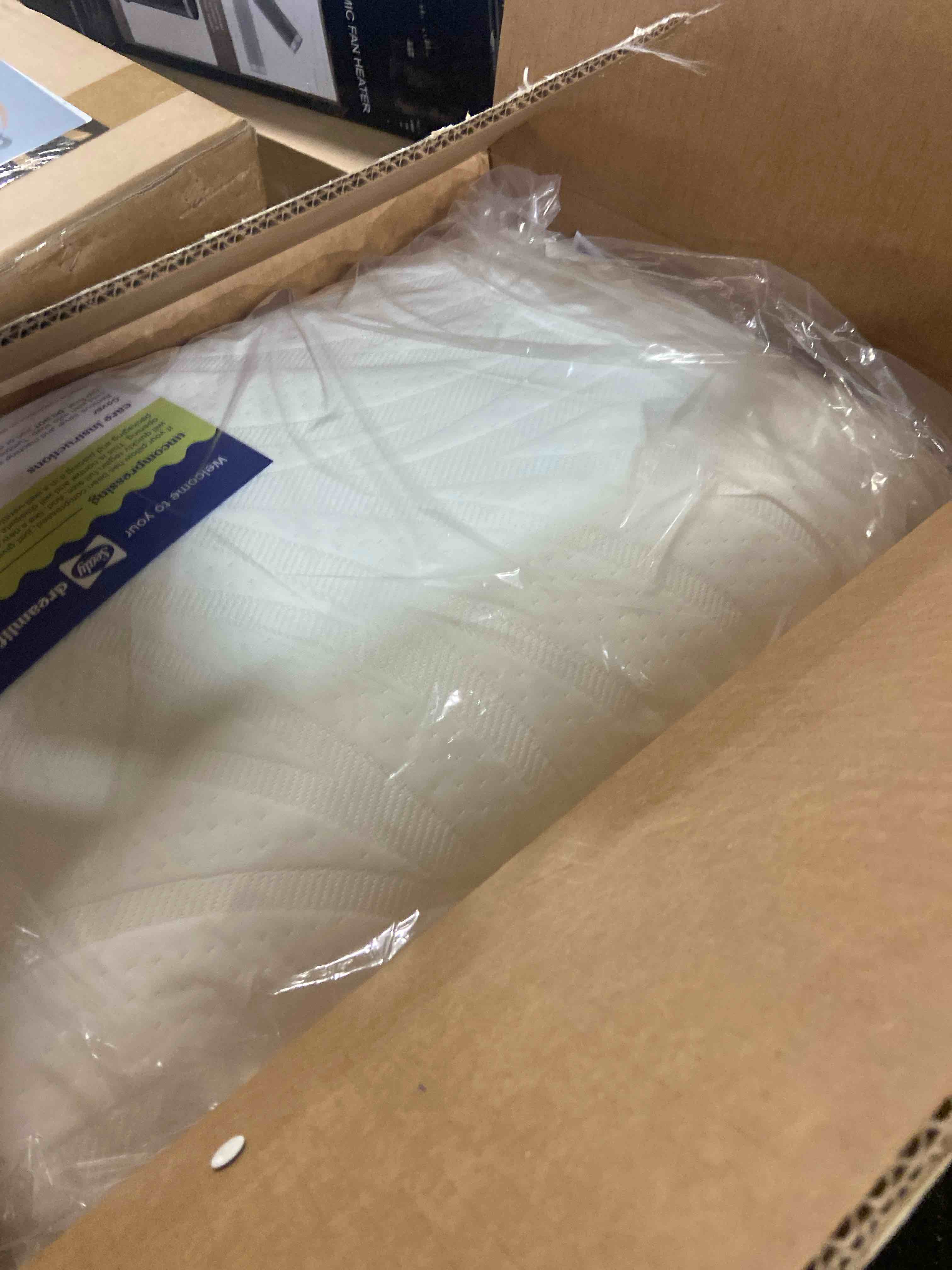 Condition photo showing New/Like New for Sealy Dreamlife Queen Size Memory Foam Cooling Pillow with Surface Guard Technology, Removable Machine-Washable Cover, 1 Year Limited Warranty, White (2 Pack) 2 pack Queen