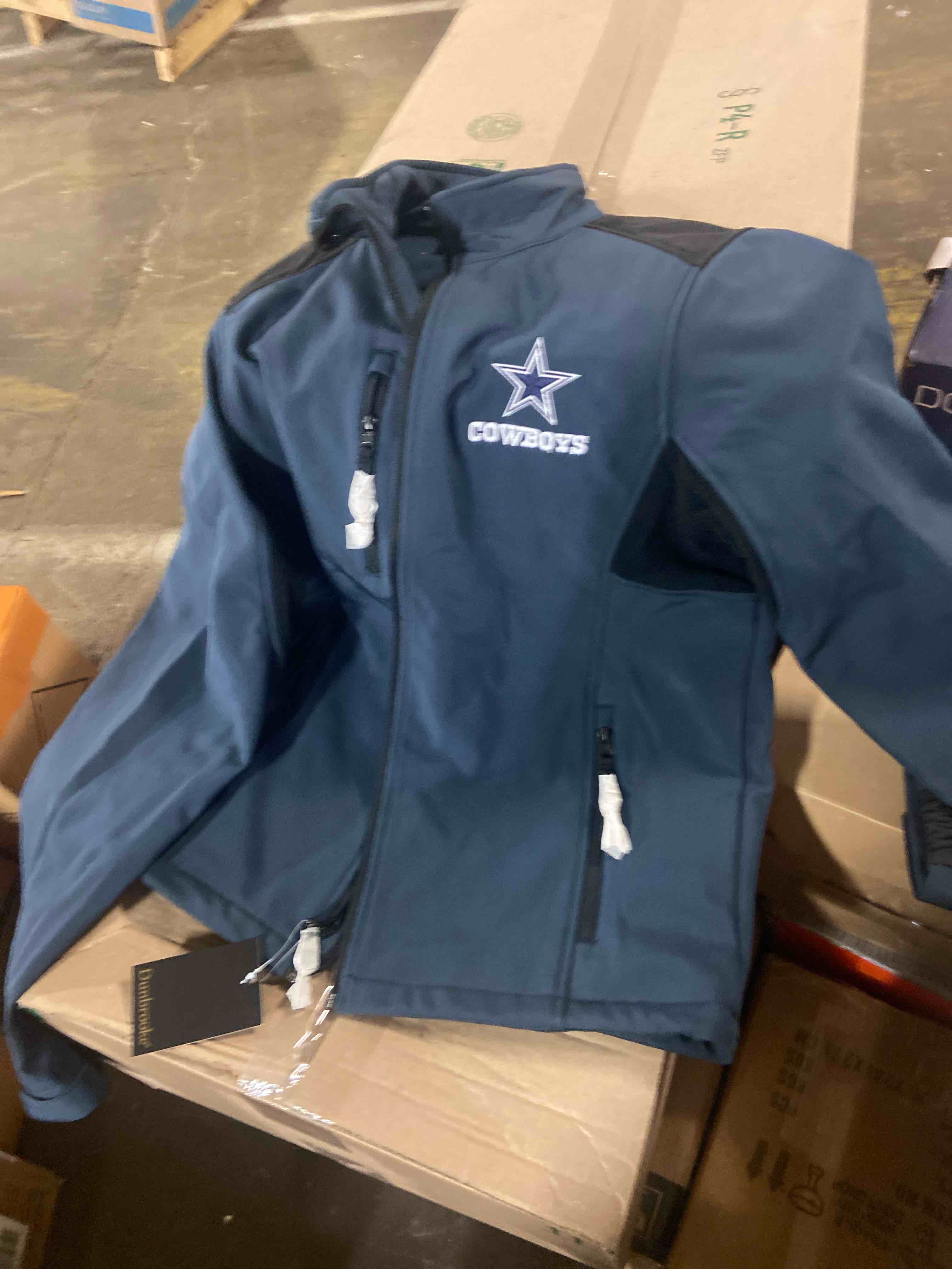 Condition photo showing New/Like New for Dunbrooke Men's Navy Dallas Cowboys Softshell Fleece Full-Zip Jacket