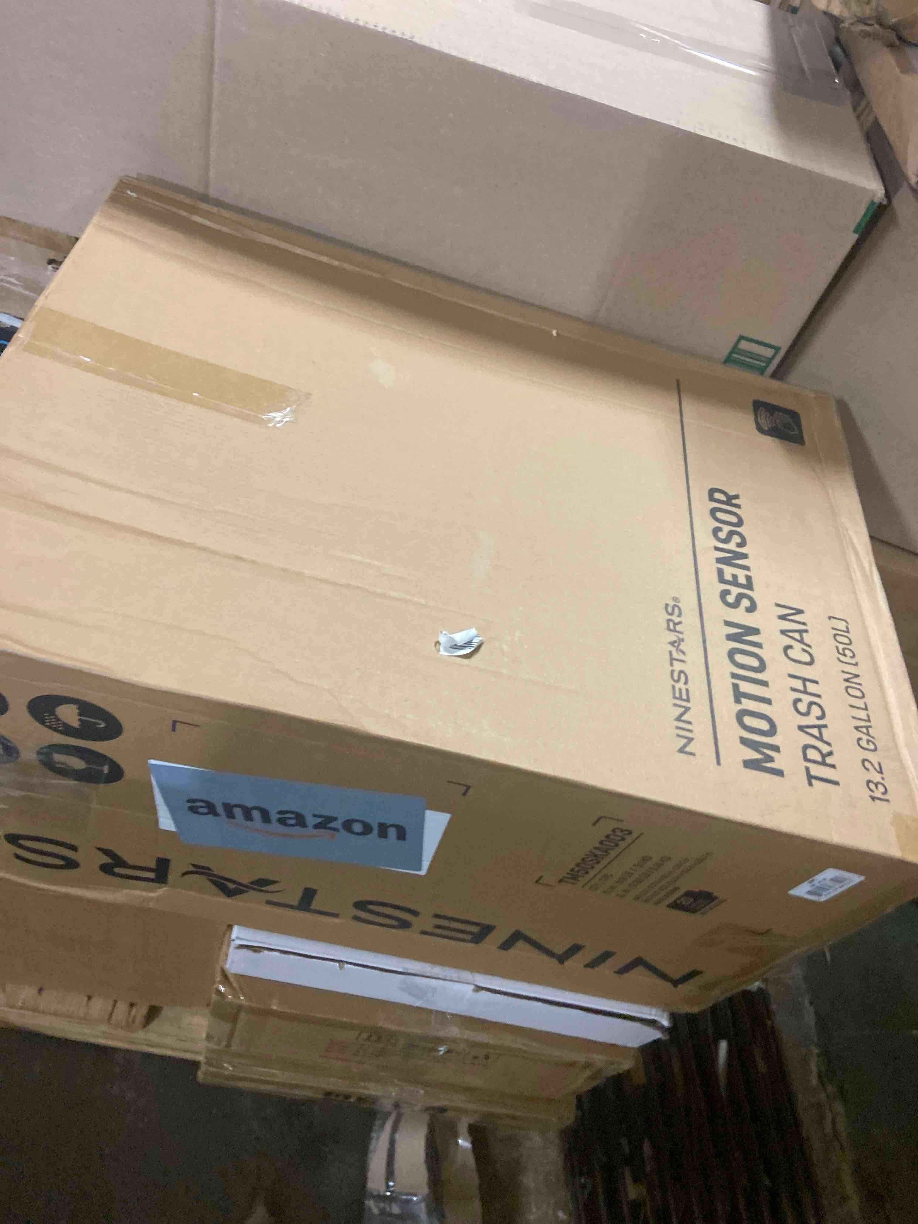 Condition photo showing New/Like New for NINESTARS DZT-50-28 Automatic Touchless Motion Sensor Rectangular Trash Can, 13 Gal, Black Trim