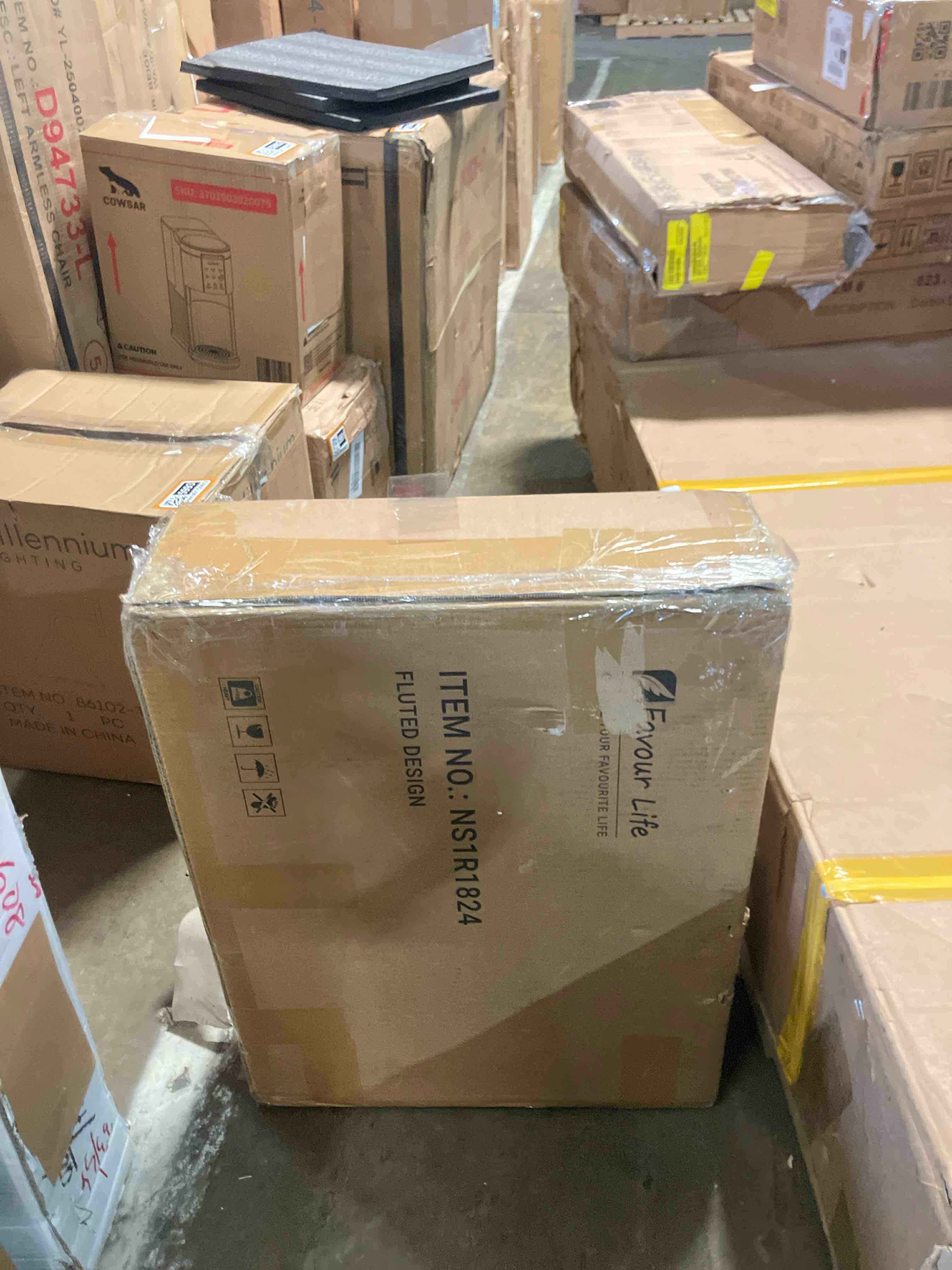 Condition photo showing New/Like New for Fluted Nightstand, Walnut Night Stand, Modern Nightstand with Faux Marble Top and Charging Station, 18in Wooden End Table with Drawer, Bedside Table for Bedroom Living Room, Curved Corners