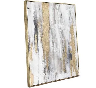 zessonic abstract wall art with gold foil - gold and grey canvas artwork print with glitter texture for modern style decor?framed, ready to hang