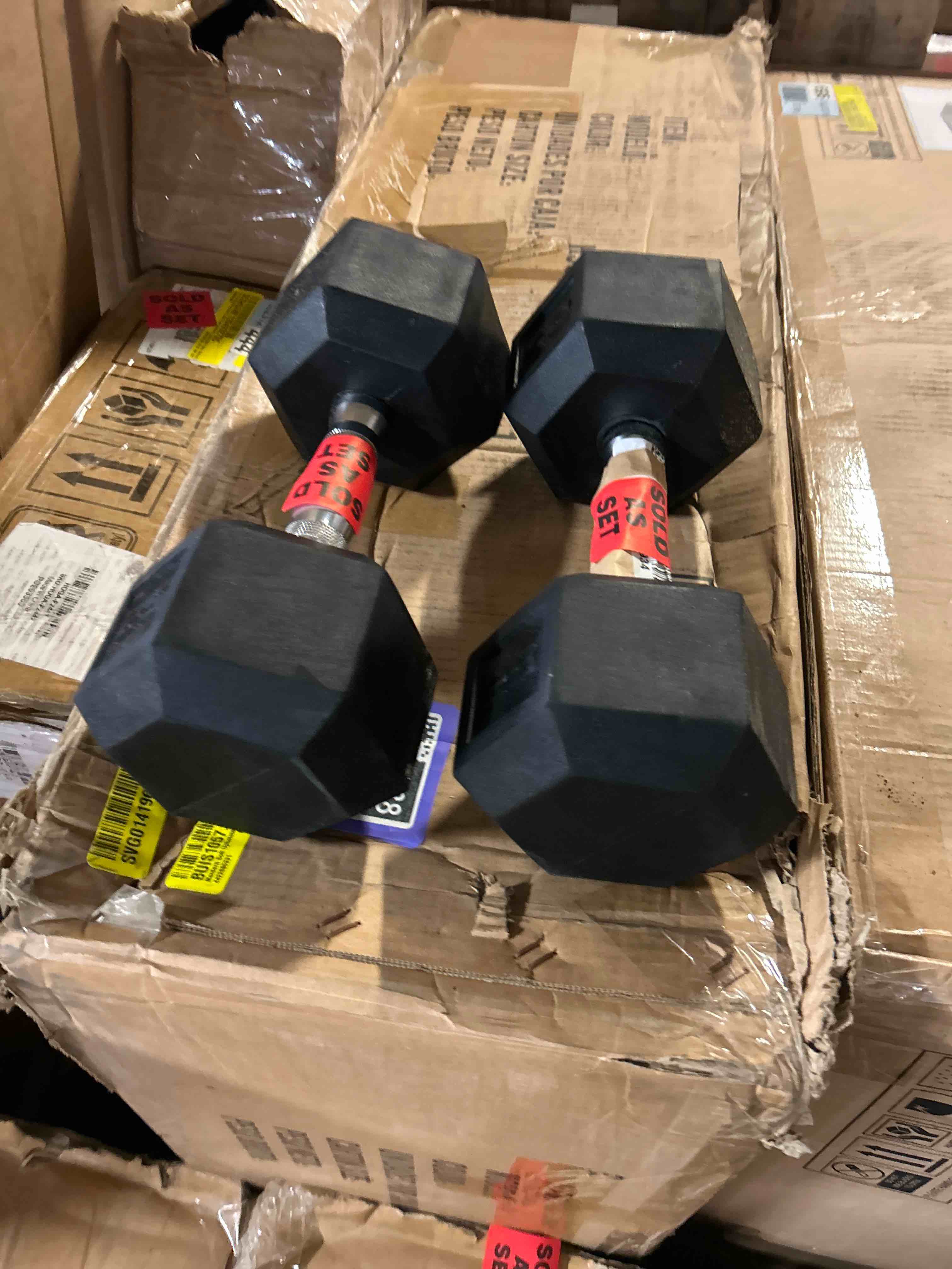 Condition photo showing Good Condition for Signature Fitness Premium Rubber Encased Hex Dumbbell 25 lbs Pair