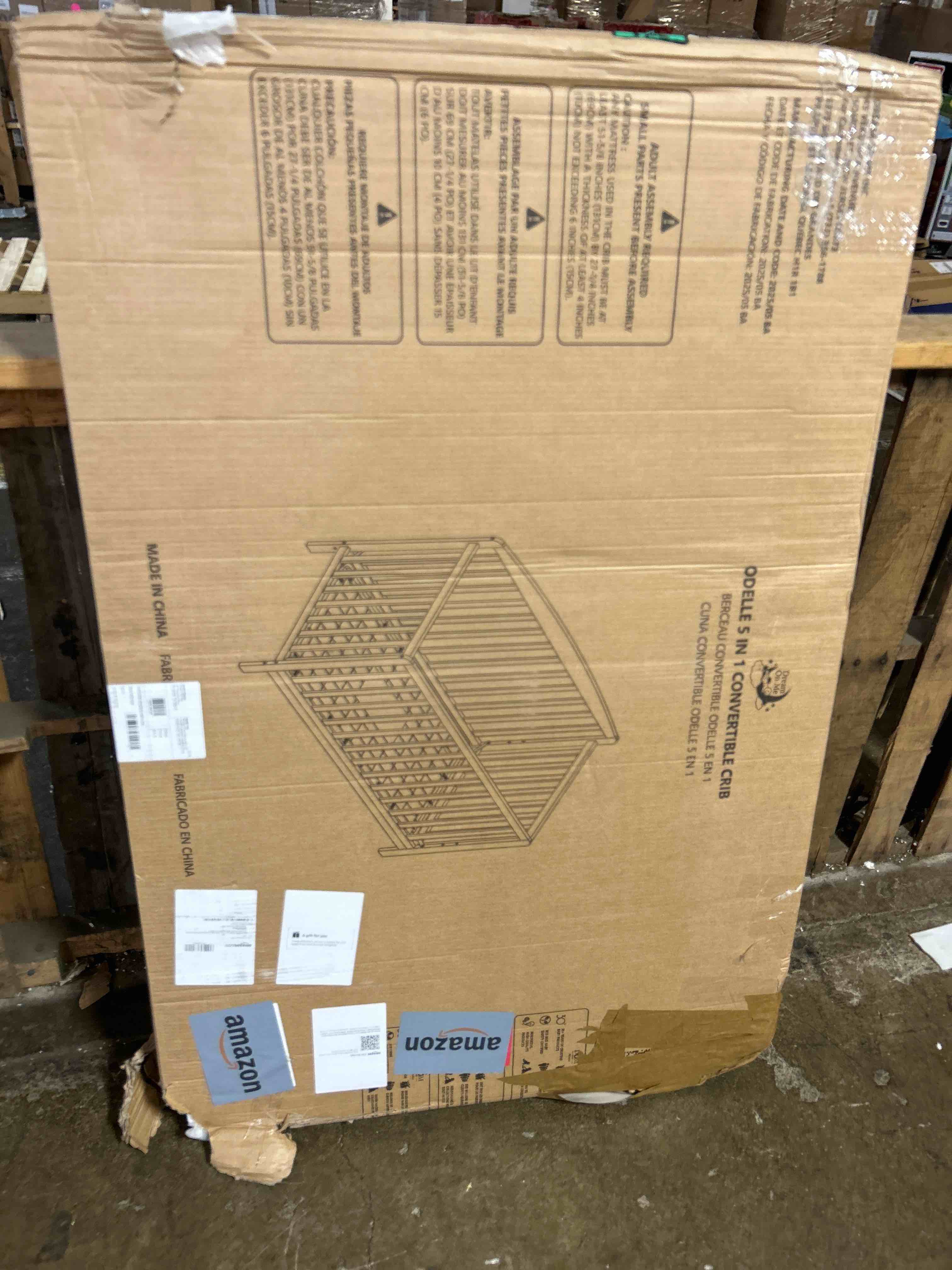 Condition photo showing New/Like New for Dream On Me Odelle 5-in-1 Convertible Full-Size Baby Crib in Almond Butter, GreenGuard Gold & JPMA Converts to Toddler, Day & Full-Size Bed, Sustainable Pinewood, 3 Mattress Heights(bed rails sold separately 