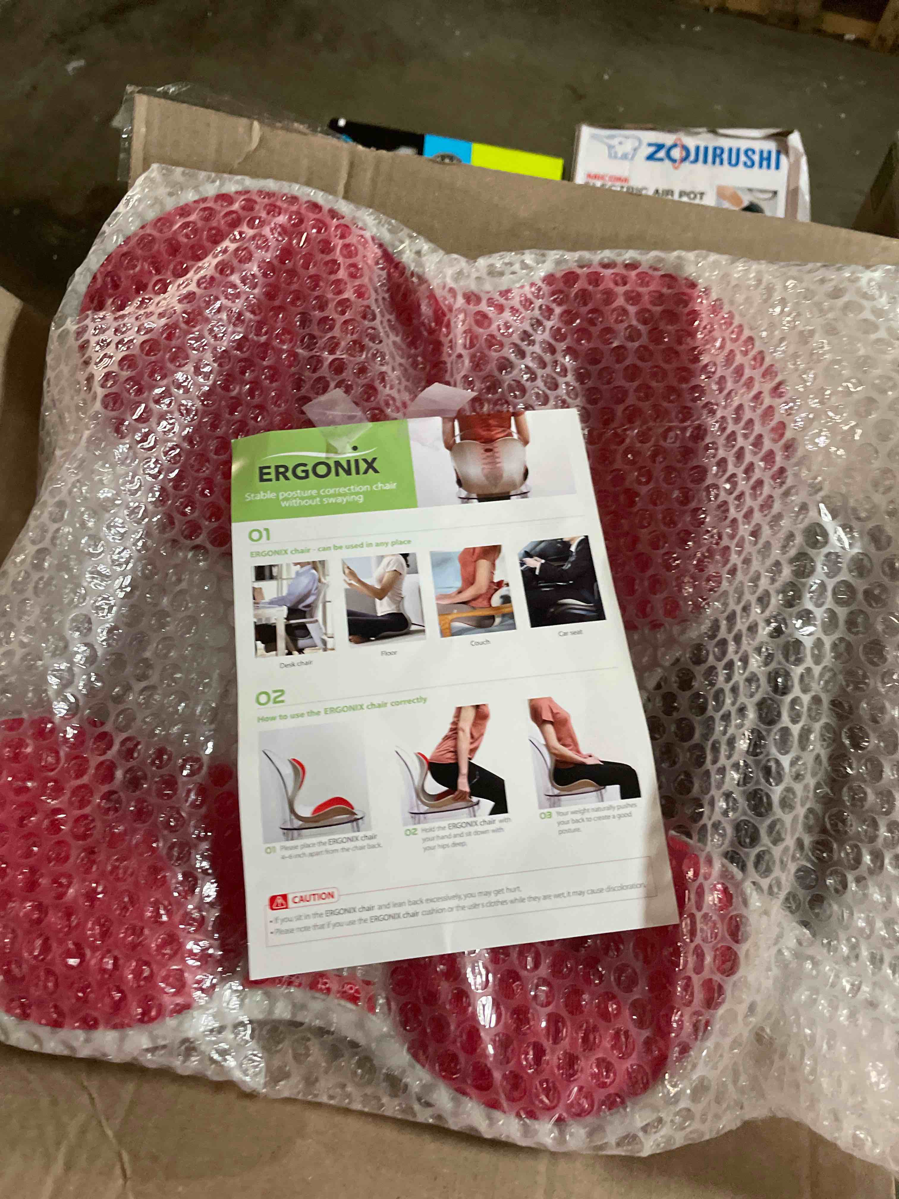 Condition photo showing New/Like New for curble Grand(Extra Wide & Sturdy) – Ergonomic Back and Lumbar Support for Good Posture Correction and Back Pain Relief, Perfect for Office, Floor Seat, and Work from Home, Patented (Red)