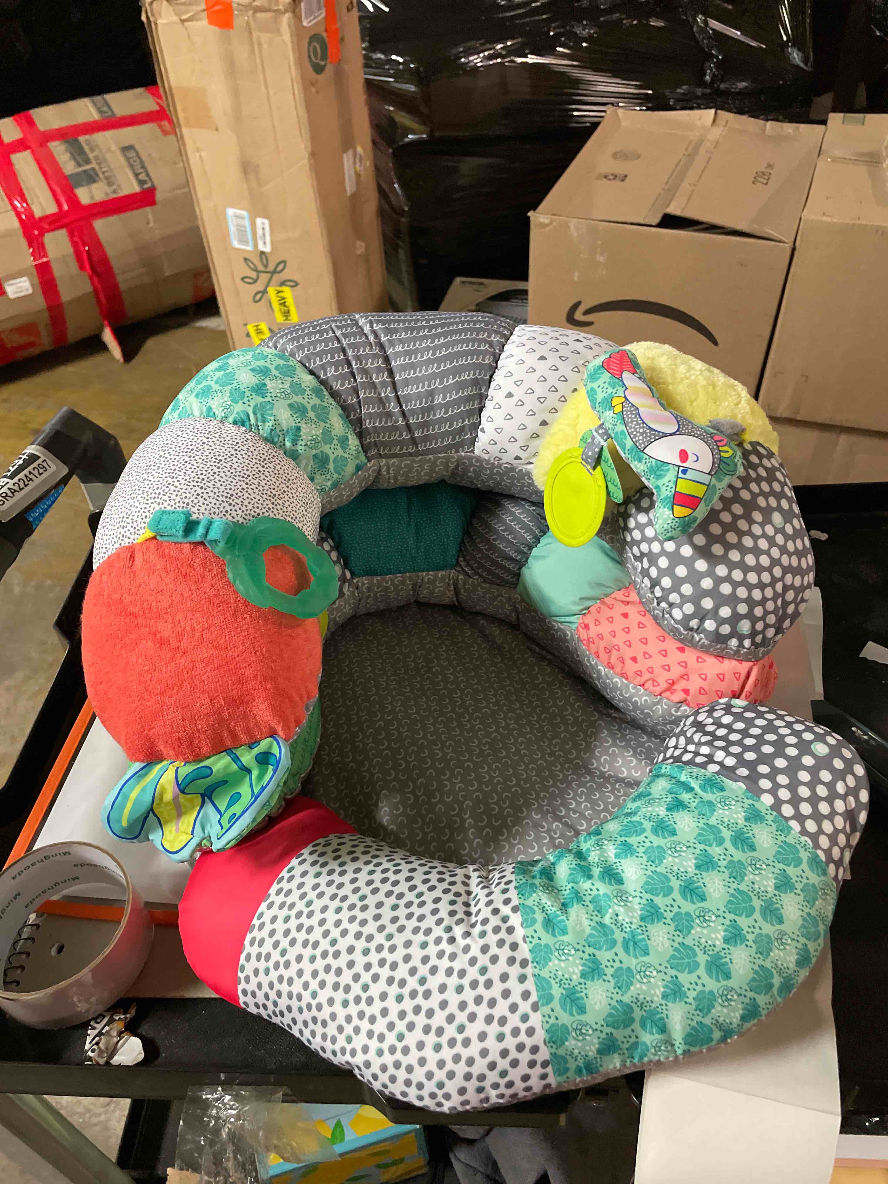 Condition photo showing Good Condition for (similar)3-in-1 Tummy Time Pillow and Seated Support Playmat with Detachable Early Sensory Toys for Infant, Sitting Support to Prevent Reflux, Portable Gifts for Newborn Boys and Girls (Blue) Elephant Blue