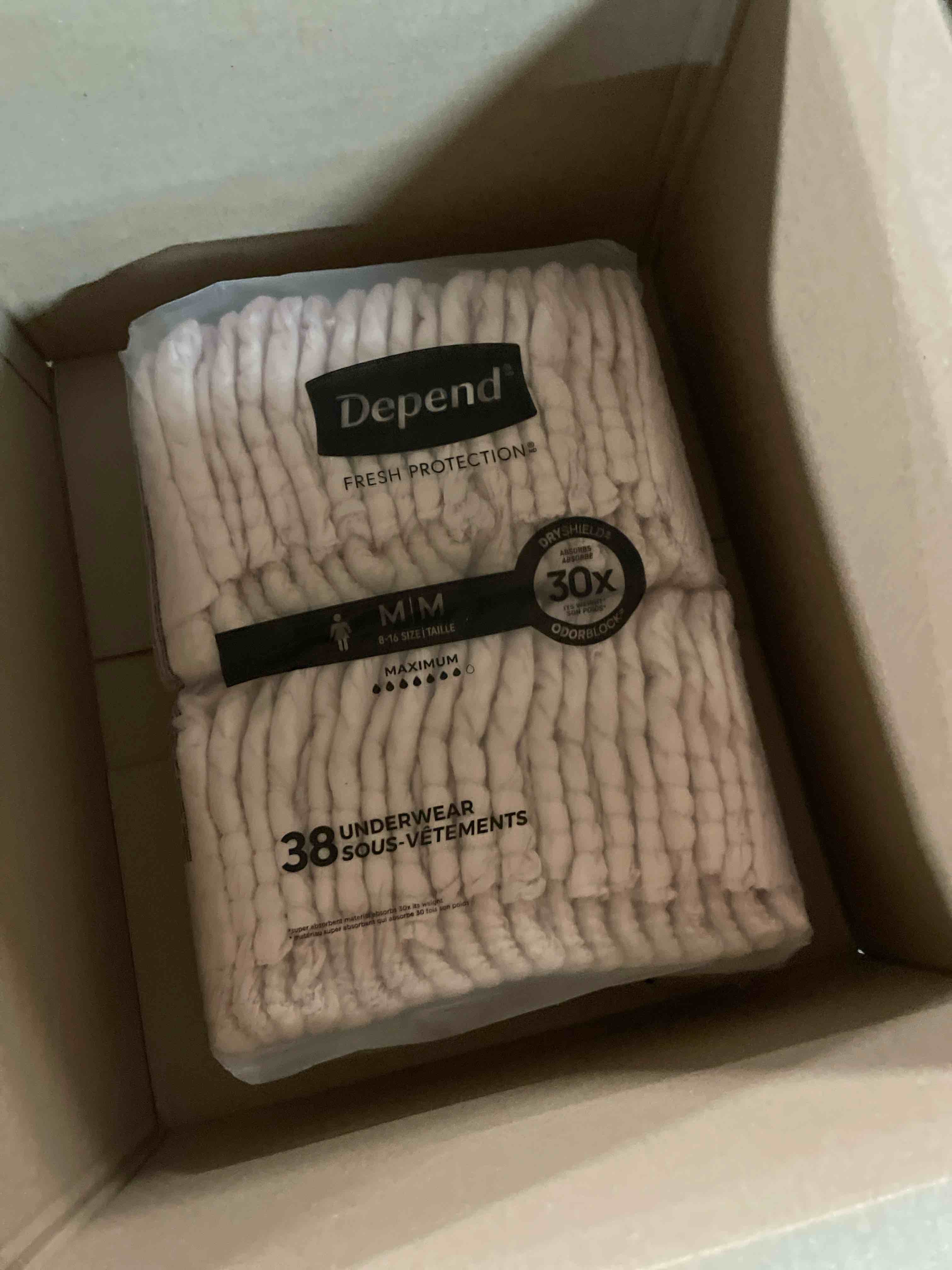 Condition photo showing New/Like New for Depend FIT-Flex Incontinence Underwear for Women, Disposable, Maximum Absorbency, Medium, Blush, 18 Count (Pack of 2)