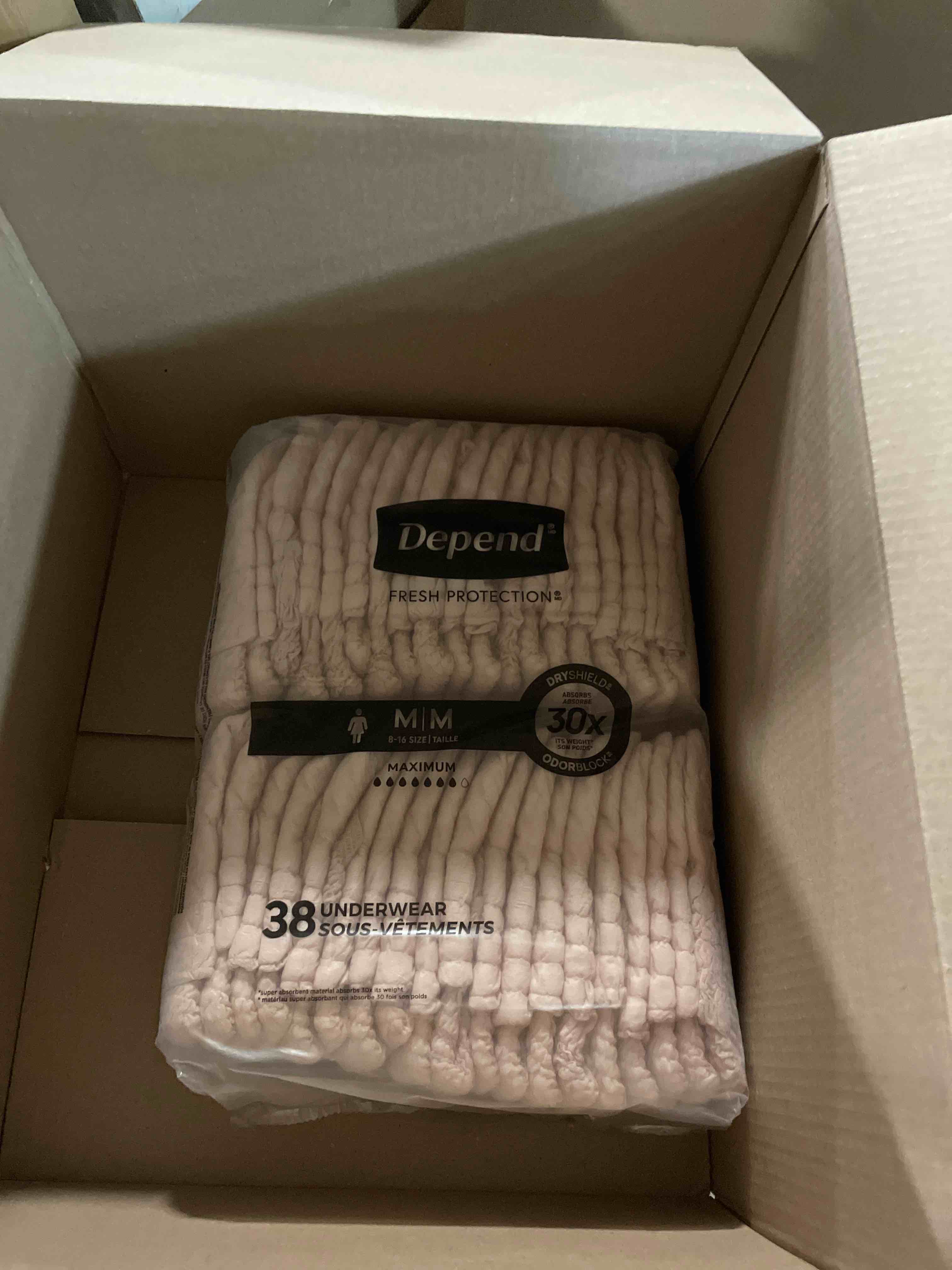 Condition photo showing New/Like New for Depend FIT-Flex Incontinence Underwear for Women, Disposable, Maximum Absorbency, Medium, Blush, 18 Count (Pack of 2)