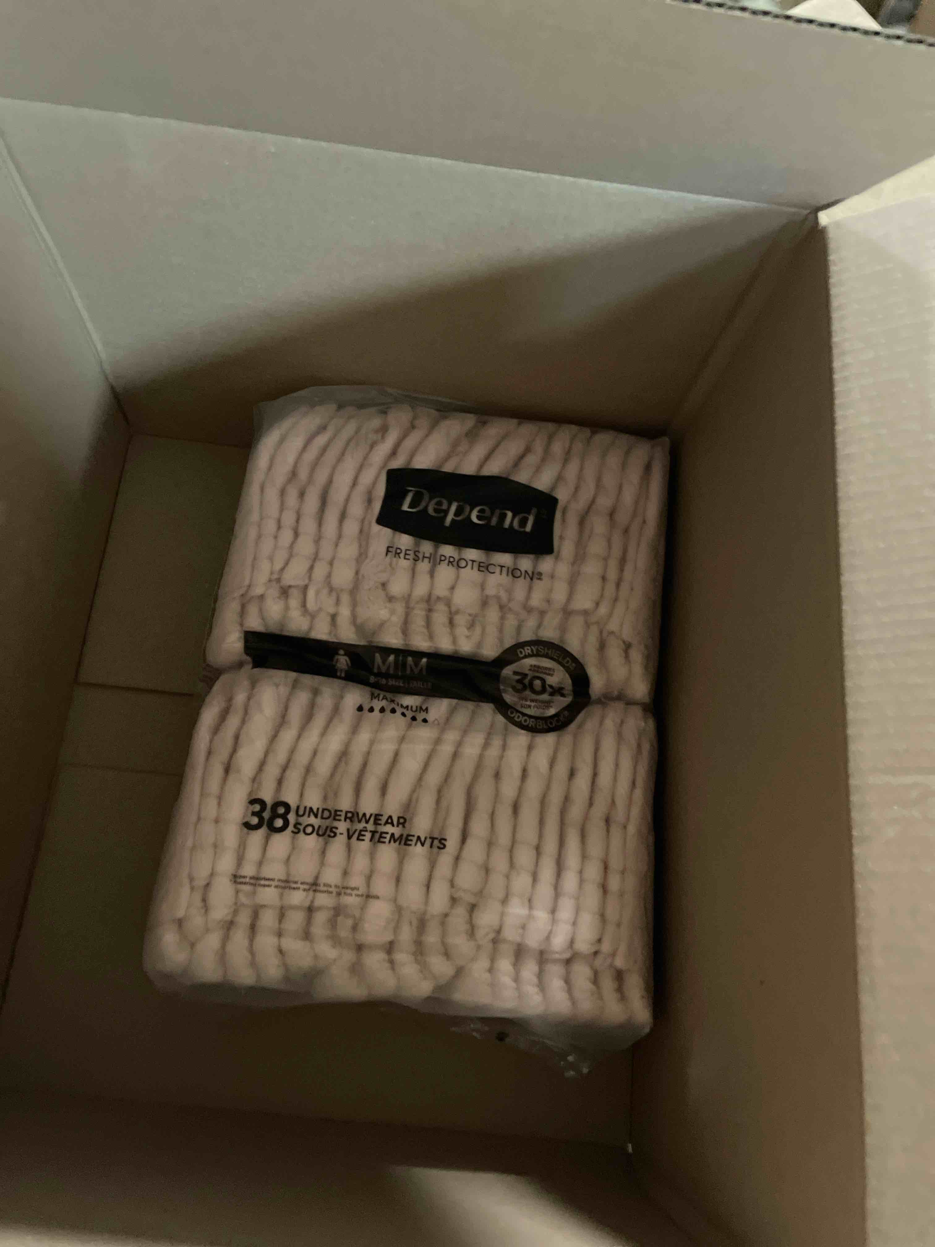 Condition photo showing New/Like New for Depend FIT-Flex Incontinence Underwear for Women, Disposable, Maximum Absorbency, Medium, Blush, 18 Count (Pack of 2)