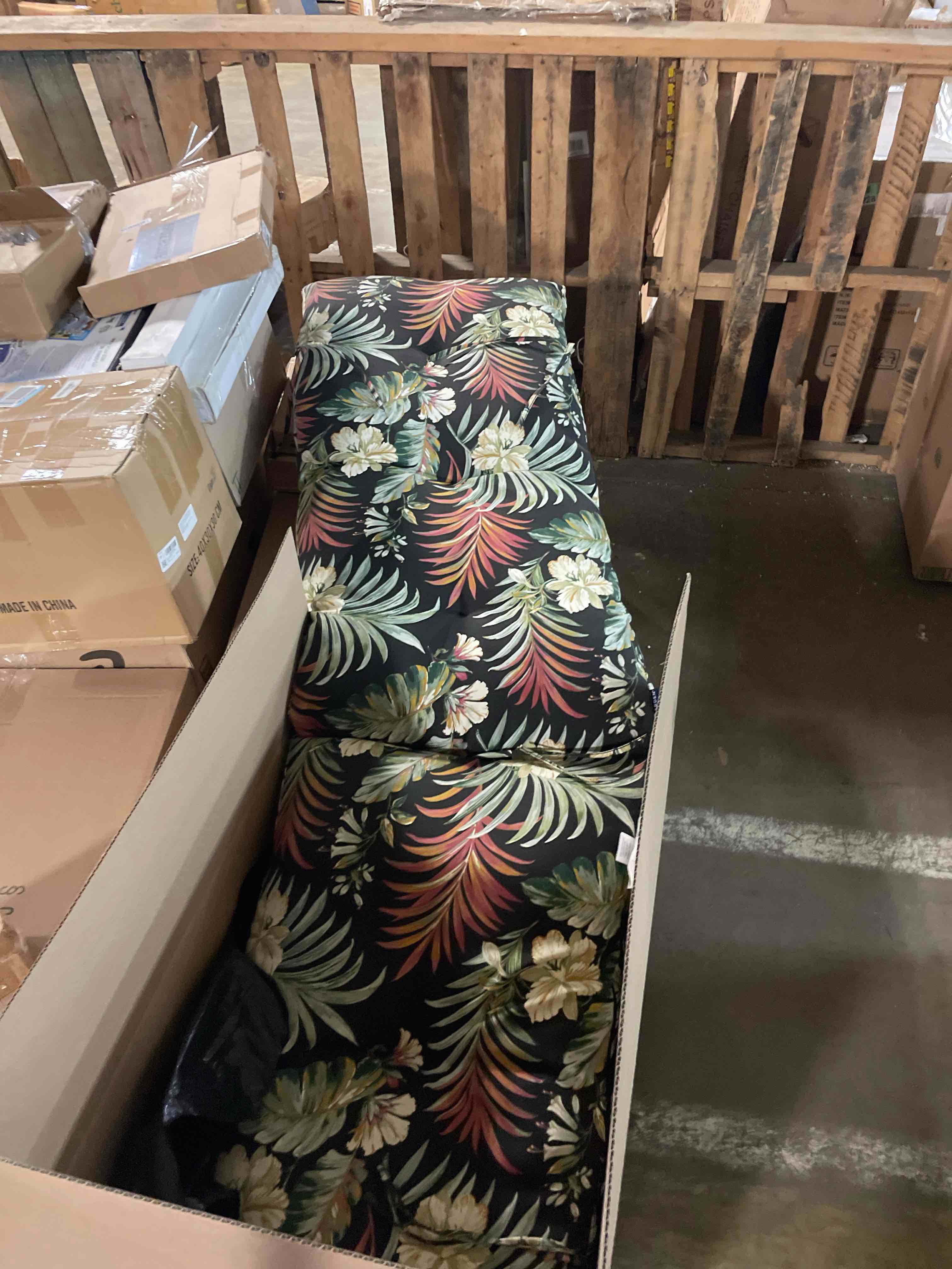 Condition photo showing New/Like New for Arden Outdoor Chaise Cushion, 21 in x 72 in, Weather-Proof, Rain-Proof, Fade Resistant Patio Cushion for Chaise Lounger 72 x 21, Simone Blue Tropical 72 x 21 Simone Blue Tropical