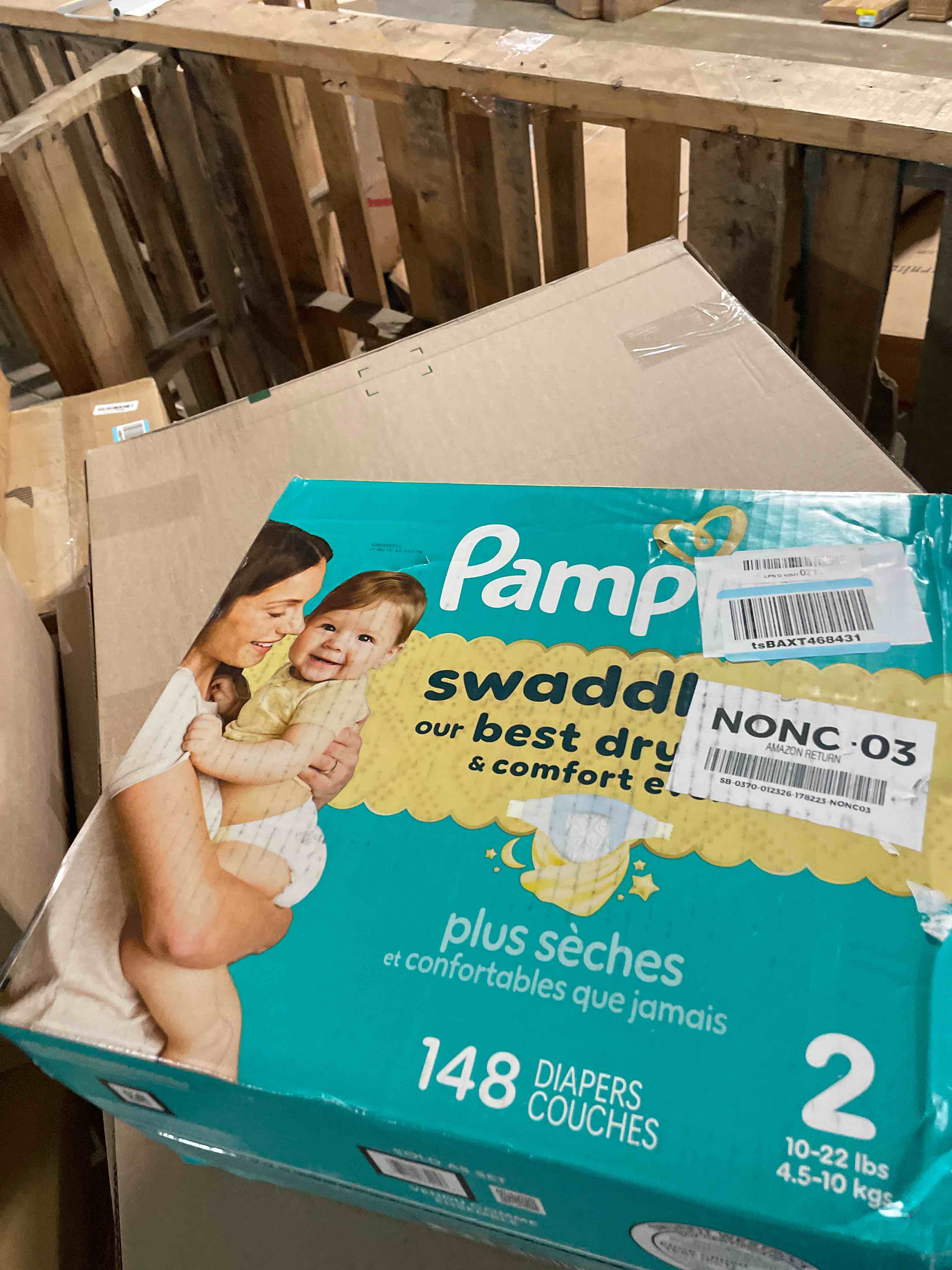 Condition photo showing New/Like New for Pampers Swaddlers Diapers, Size 2 (10-22 lbs), 148 Count, Absorbent, Keeps Baby Dry and Comfortable, Skin Safe Disposable Baby Diaper Size 2 148