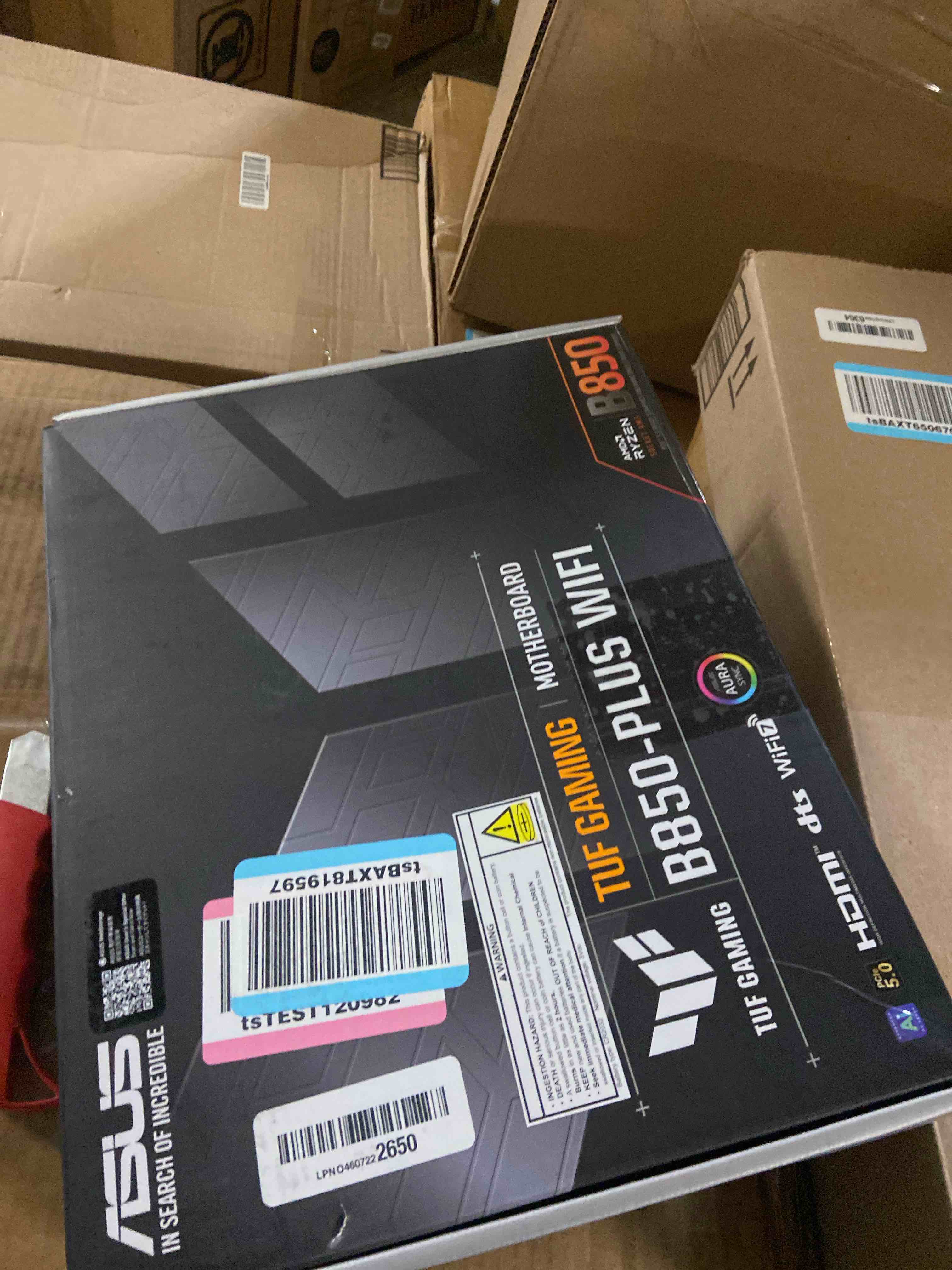 Condition photo showing Good Condition for ASUS TUF Gaming B850-PLUS WiFi AMD AM5 B850 ATX Motherboard, 14+2+1 80A Stages, AI Ready, DDR5, PCIe 5.0, 3X M.2, Wi-Fi 7, 2.5Gb LAN, DisplayPort, HDMI™, USB 10Gbps & 20Gbps Type-C®, BIOS Flashback™ ATX B850-Plus|M.2 x3|WiFi 7