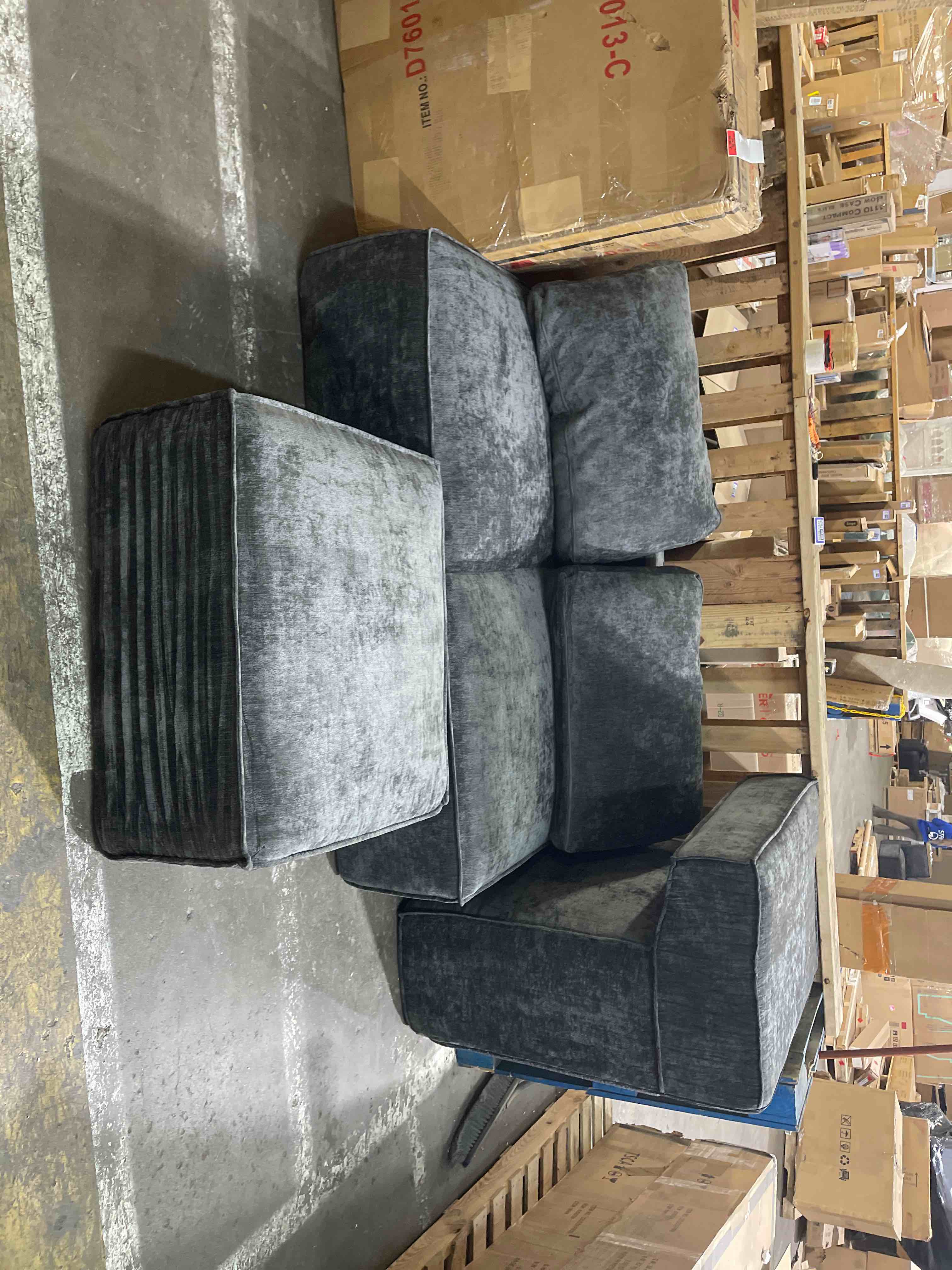 Condition photo showing Good Condition for 118" Cloud Modular Boneless Couches for Living Room, 3 Seater Sectional Sofa, Deep Seat, No Assembly Required Lounge Couch-Corduroy Convertible Sponge Sleeper Sofas (Grey-1)