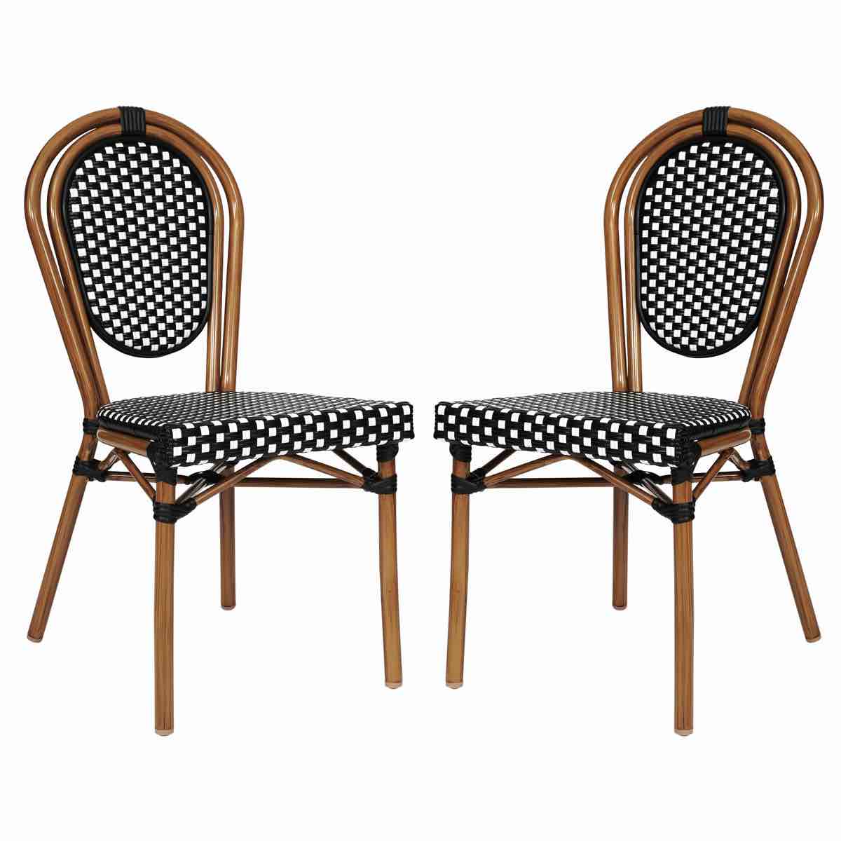 Cloquet All-Weather Commercial Stacking Paris Chairs with Metal Frames (Set of 2)