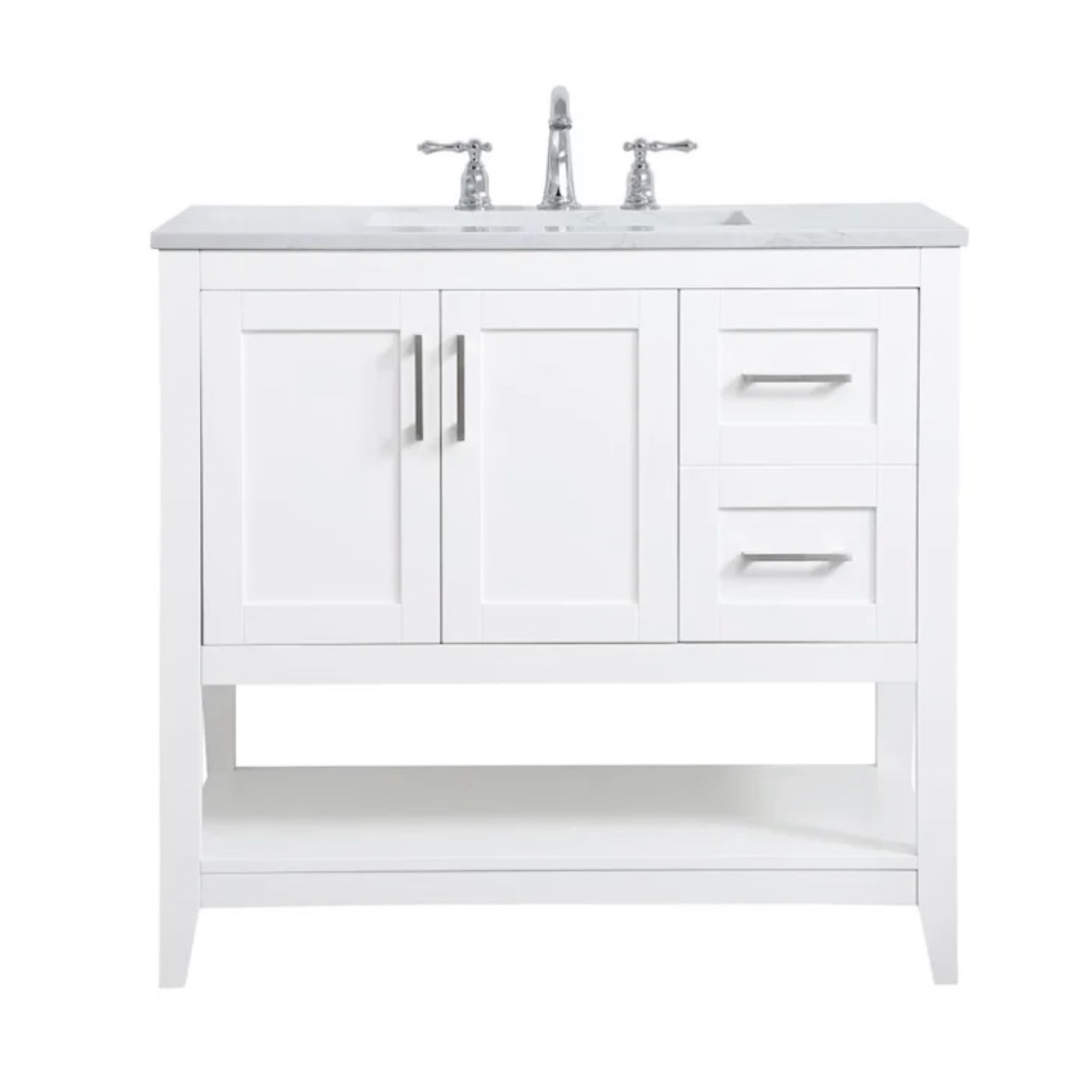 Audy 36" Free Standing Single Basin Vanity Set with Cabinet and Engineered Marble Vanity Top