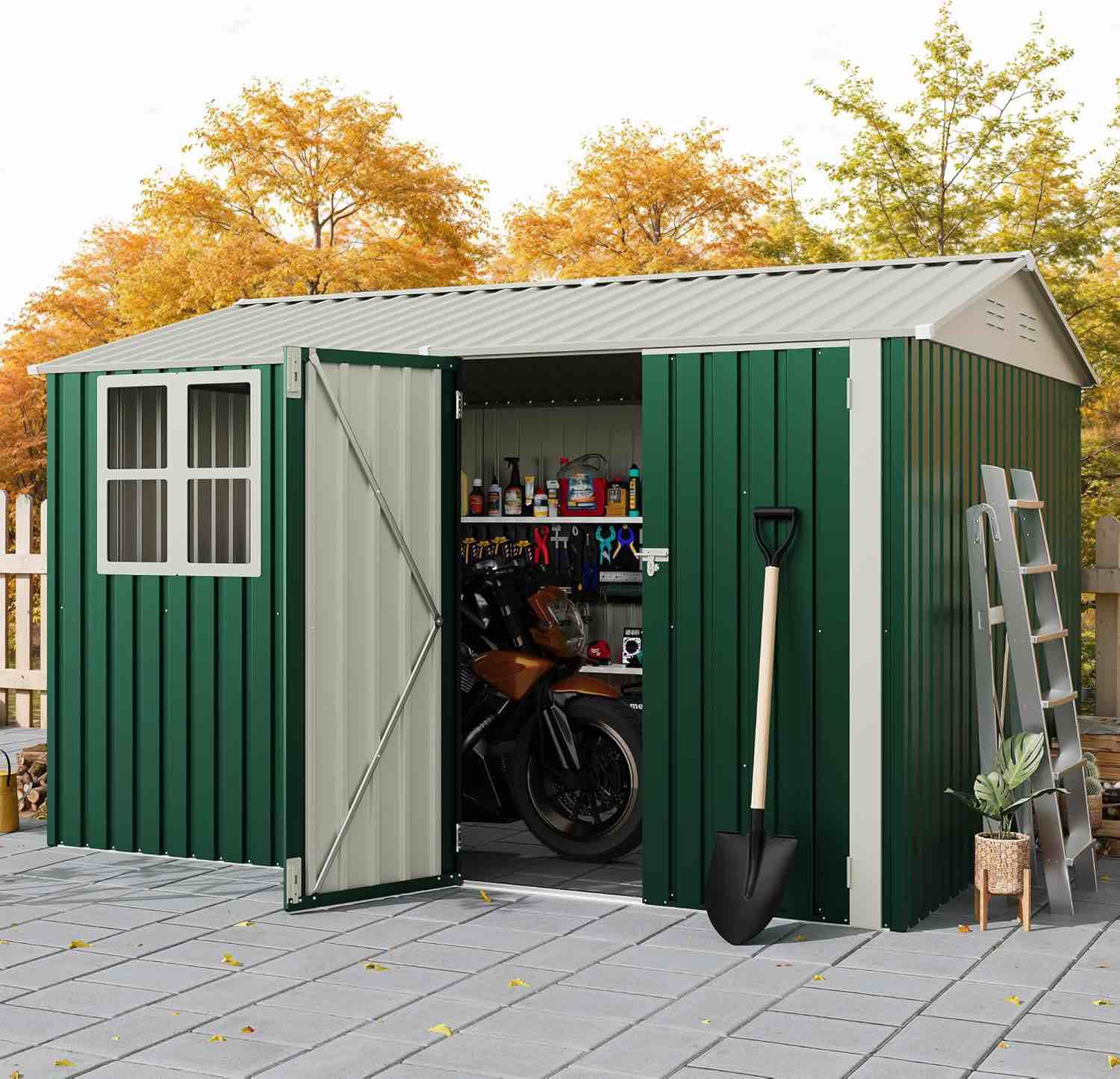 garvee 8x10 ft metal outdoor storage shed (roof only)