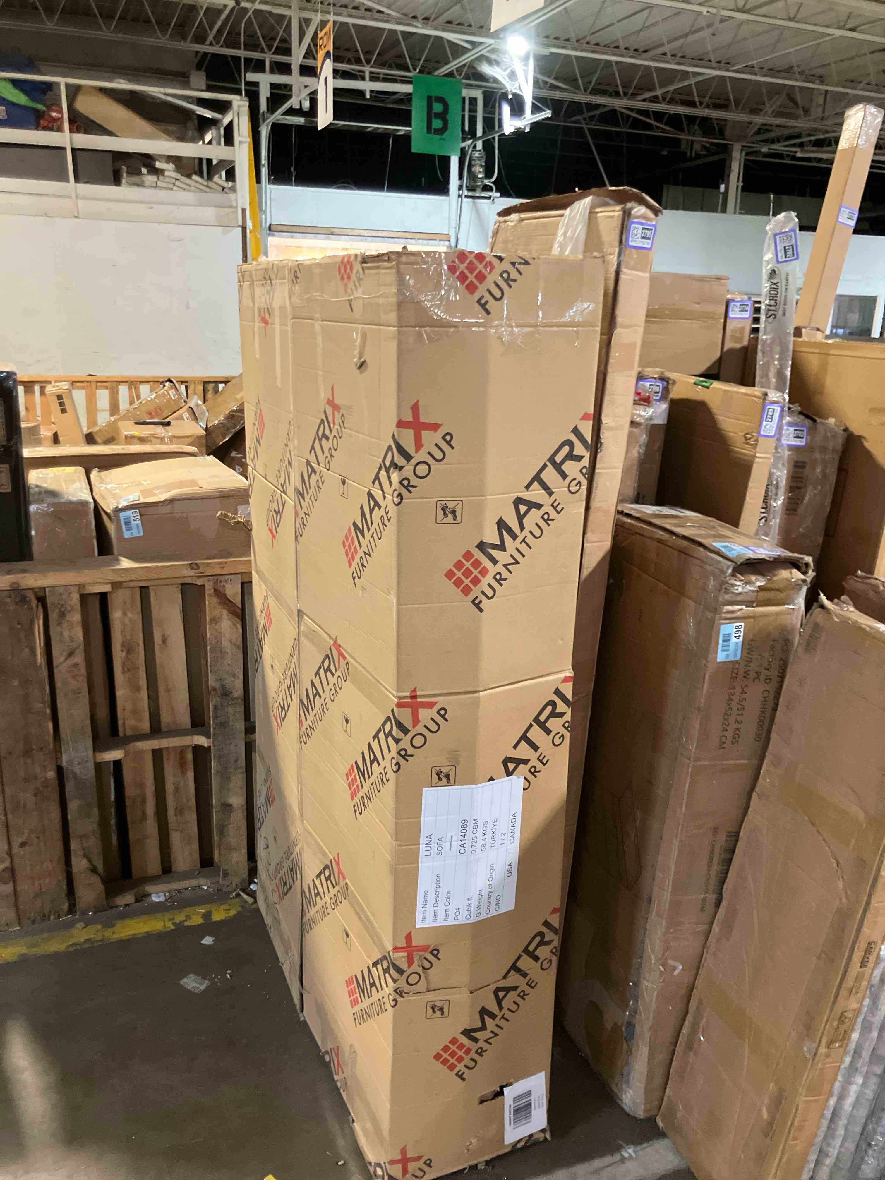 Condition photo showing As Is for luna 90'' sofa (incomplete box 1/2)