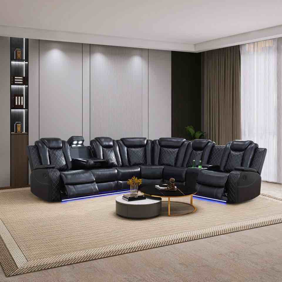 3-piece black breathing leather sectional (corner wedge only)