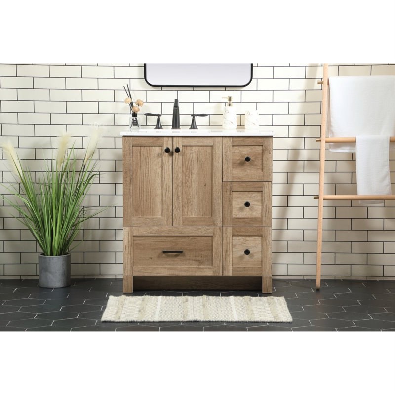 soma 32'' single bathroom vanity with engineered marble top (back of vanity broken) 