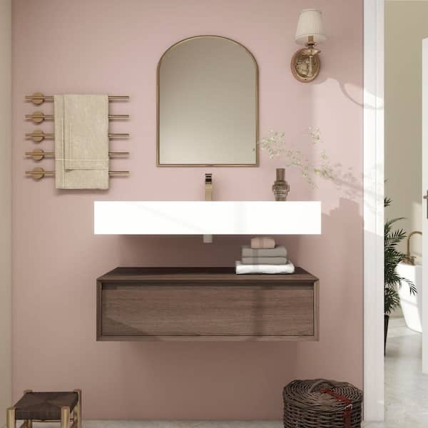 Alysa 36 in. W. x 20 in. D x 23 in. H Single Sink Floating Bath Vanity in Red Oak with White Acrylic Top (Cabinet only) 