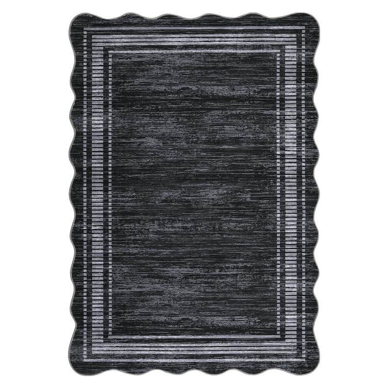machine washable rug with rubber backing border design non- slip