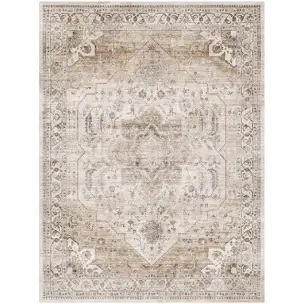 soft oriental vintage washable distressed area rug - beige